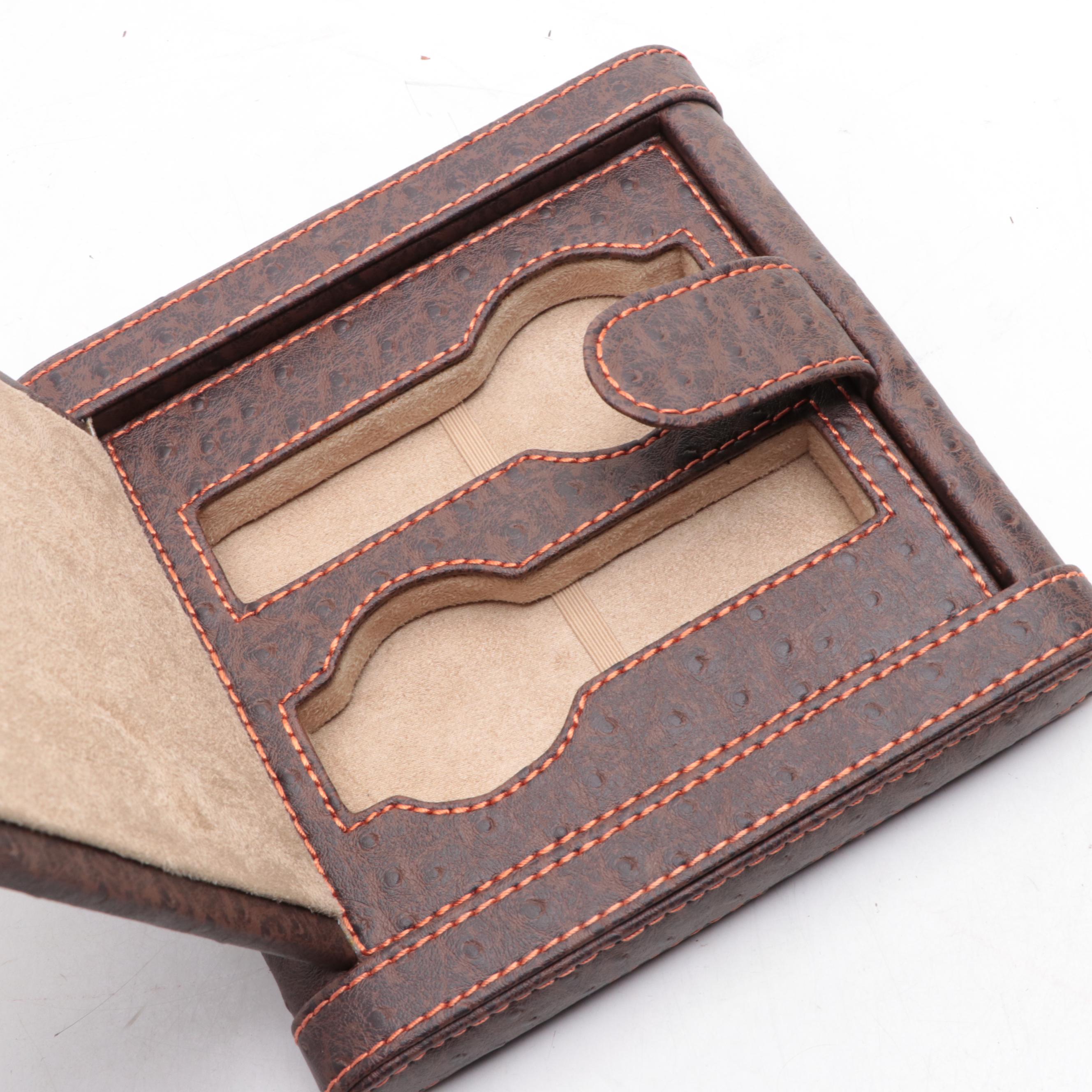 Faux Ostrich Travel Watch Cases and GemPak Faux Leather Vanity Tray EBTH