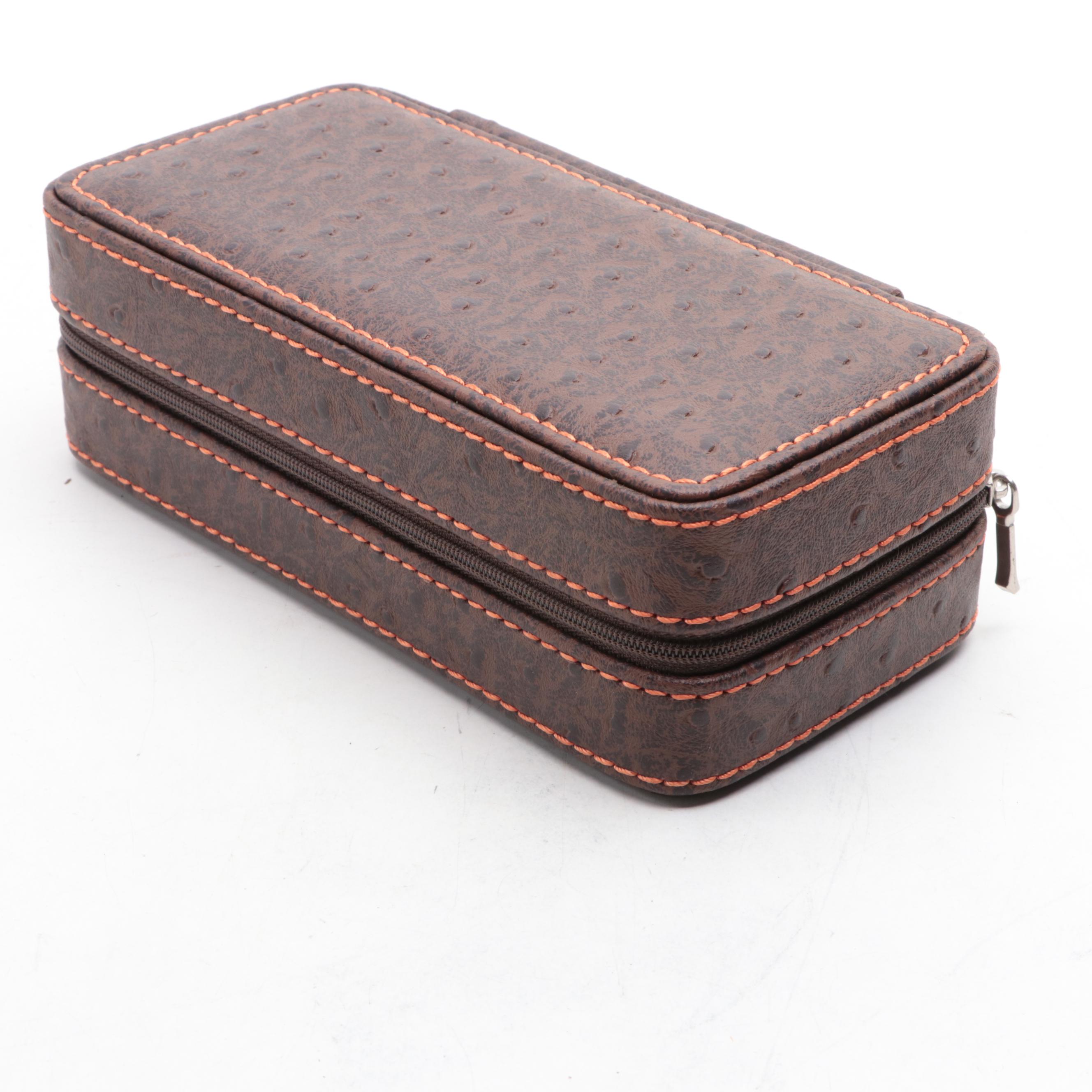 Faux Ostrich Travel Watch Cases and GemPak Faux Leather Vanity Tray EBTH