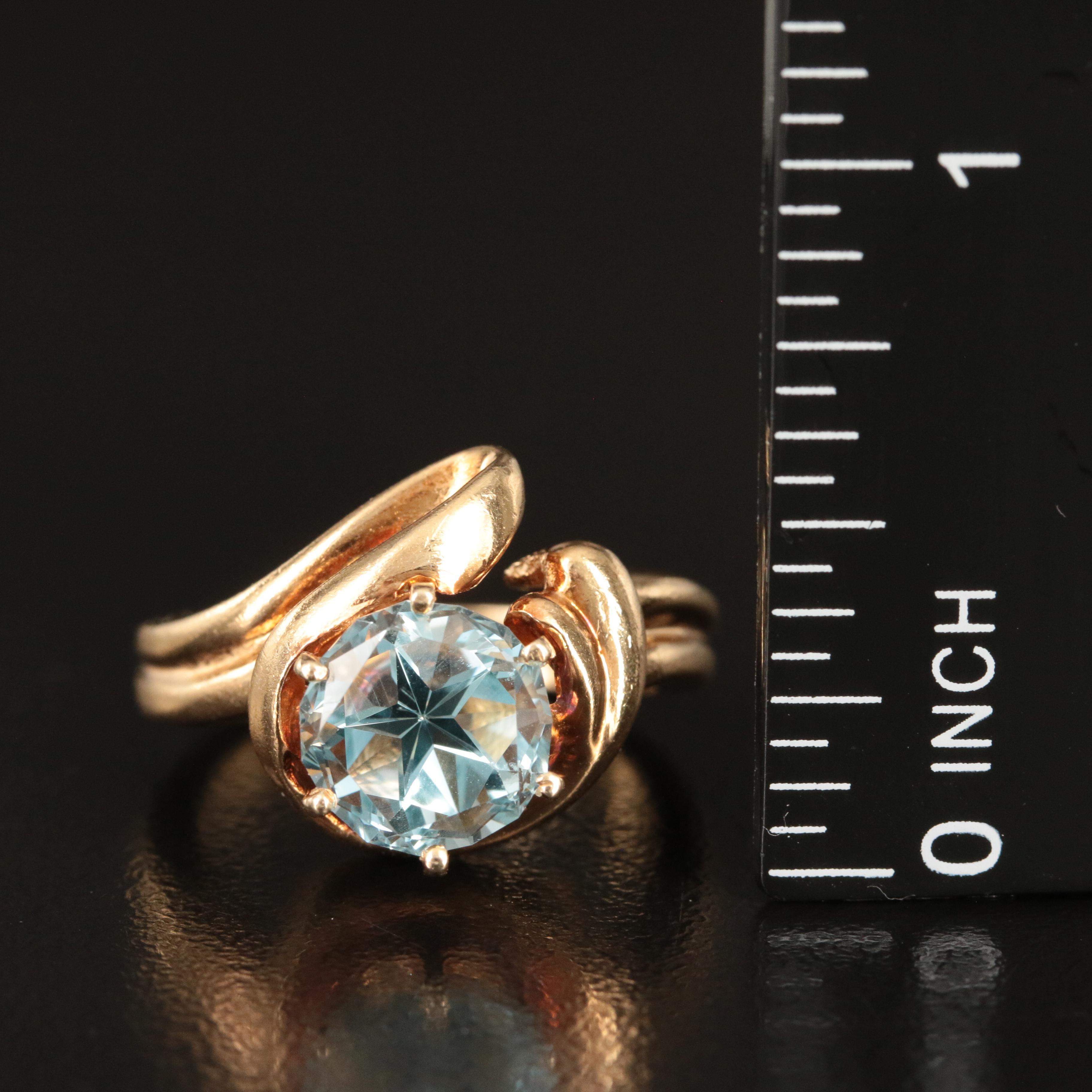 14K Sky Blue Topaz Ribbon Ring | EBTH
