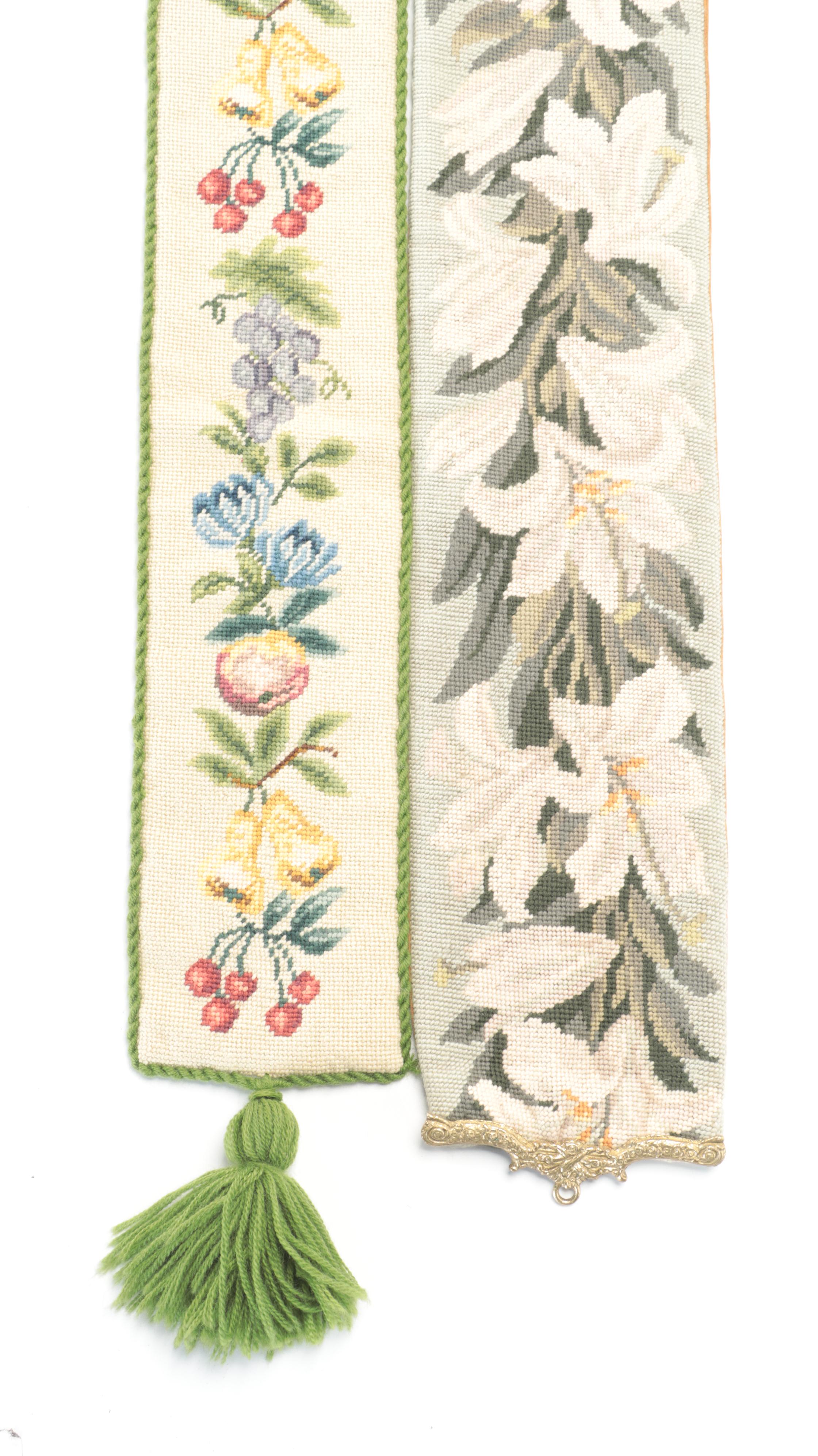 Handmade Needlepoint Floral Bell Pulls EBTH