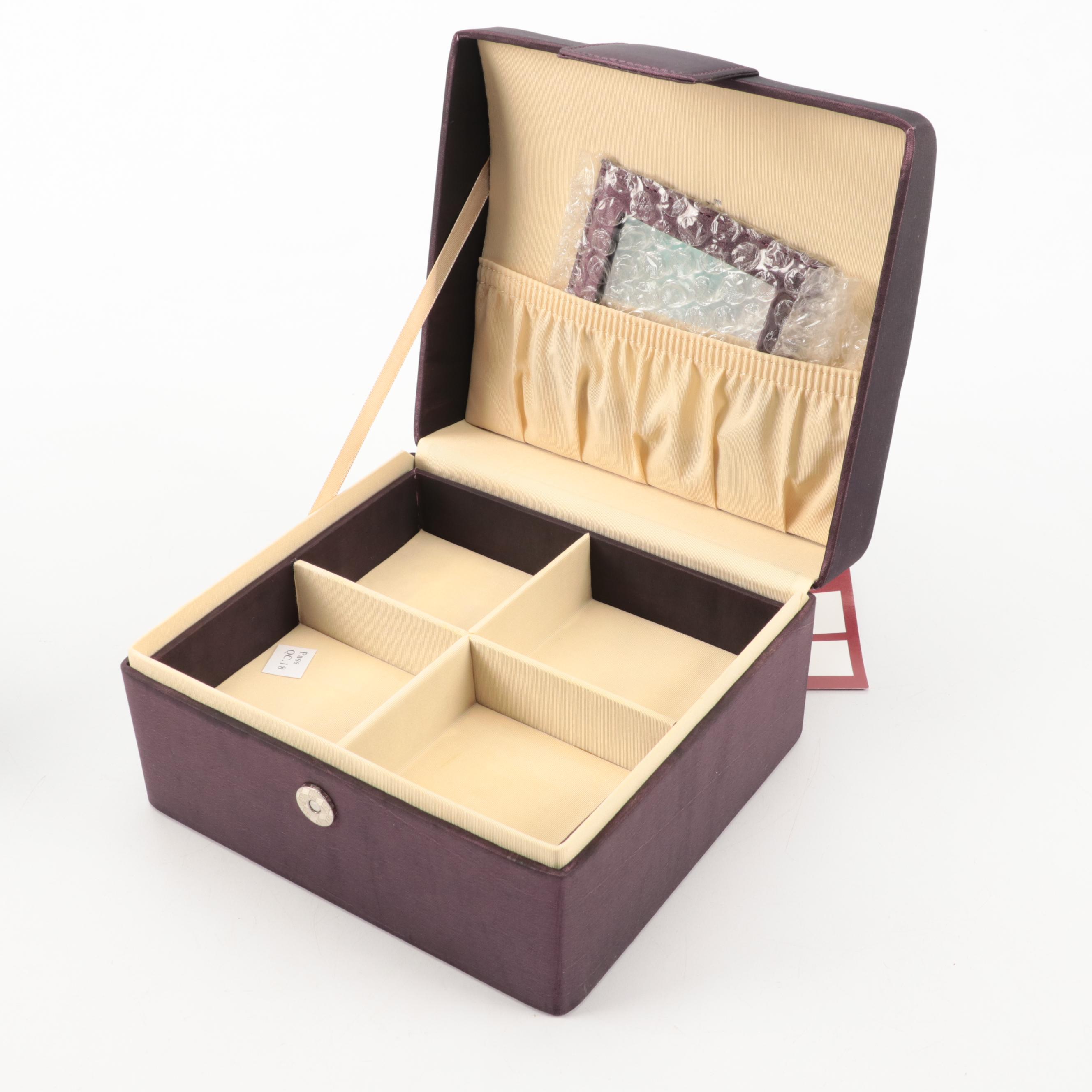 Rowallan Embroidered Fabric Travel Jewelry Boxes EBTH
