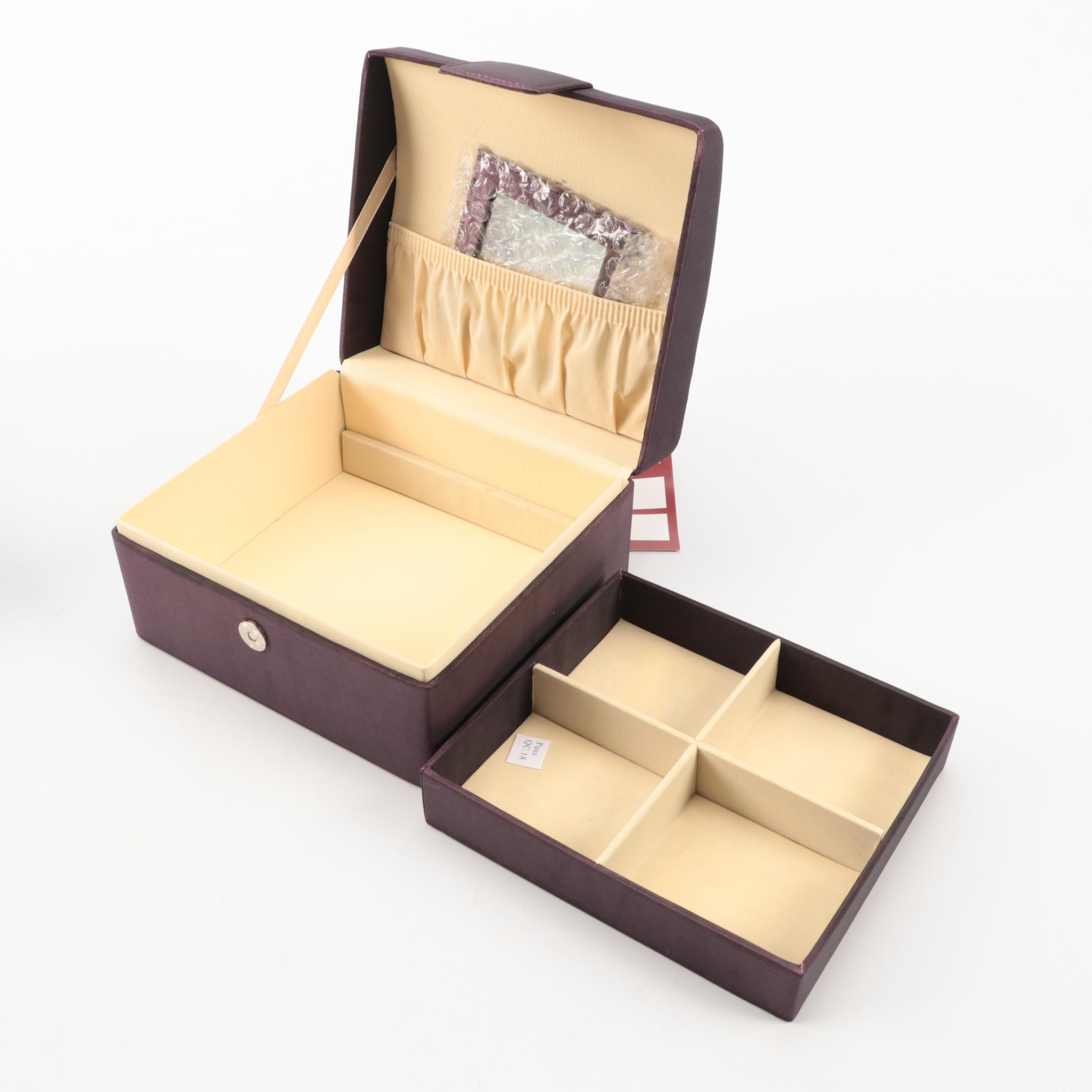 Rowallan Embroidered Fabric Travel Jewelry Boxes EBTH