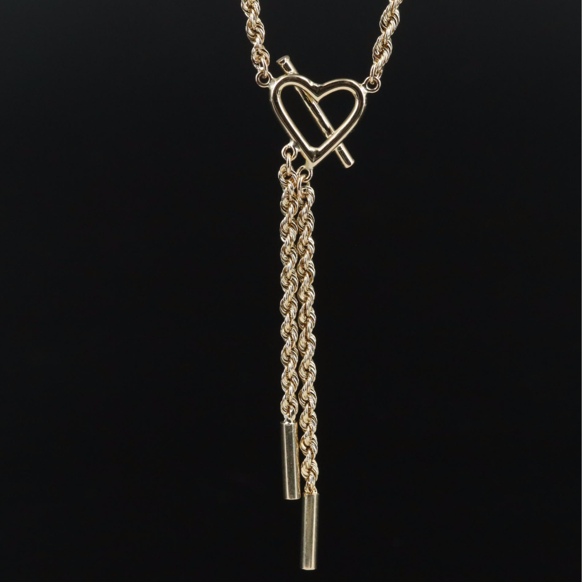 10K Lariat Heart Chain Necklace EBTH