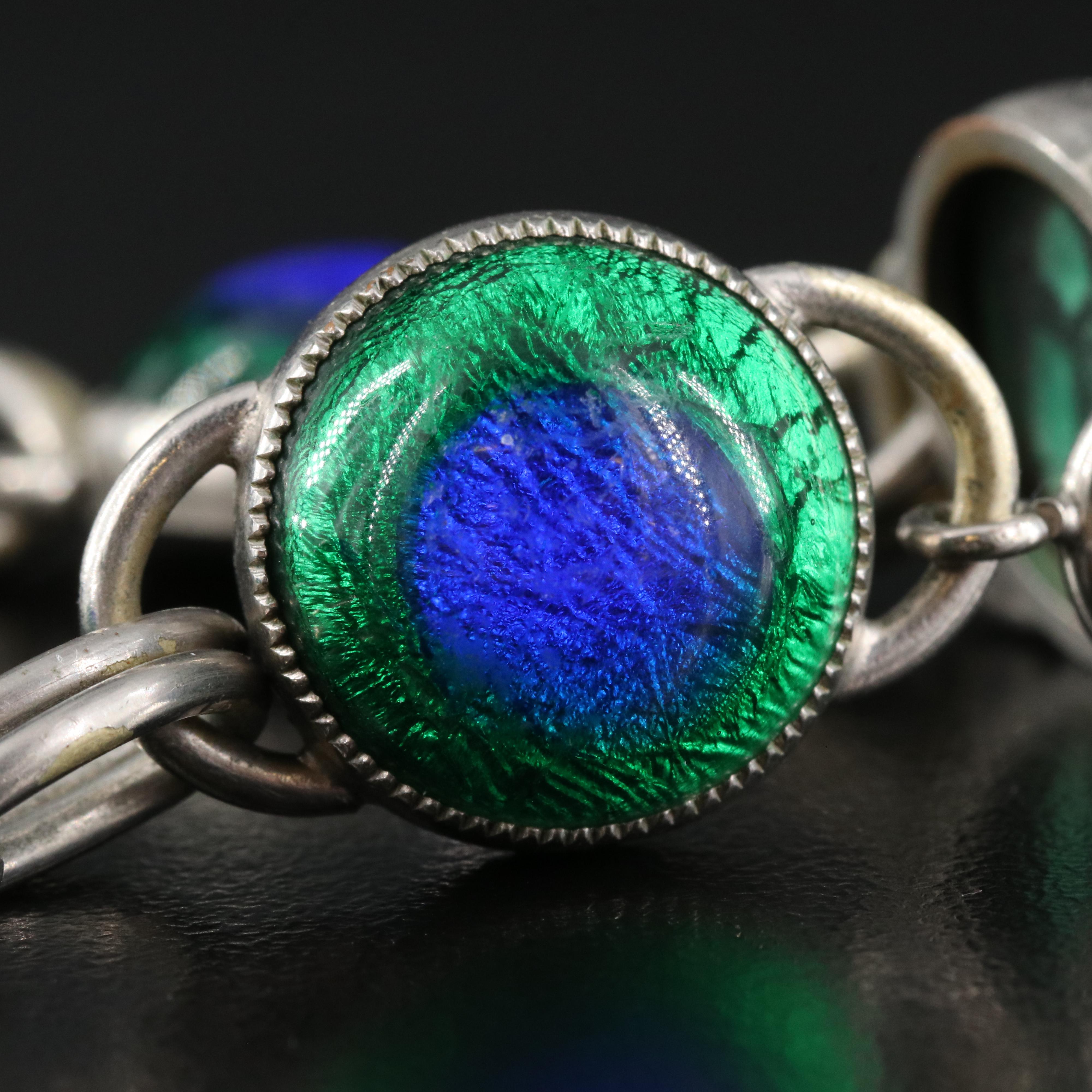 Art Deco Peacock Eye Glass Bracelet EBTH