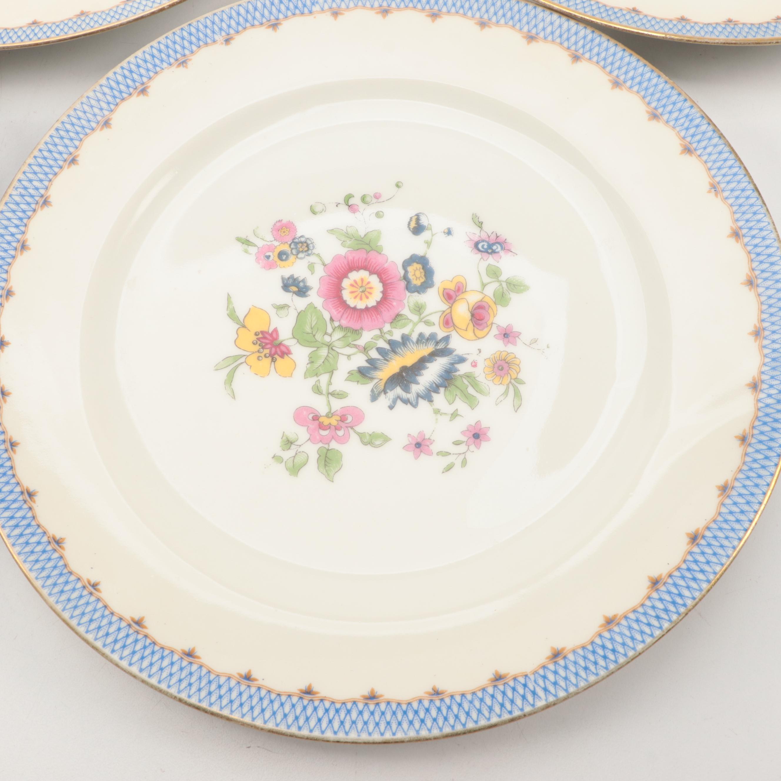 Charles Ahrenfeldt Floral Motif Porcelain Luncheon Plates, Early 20th