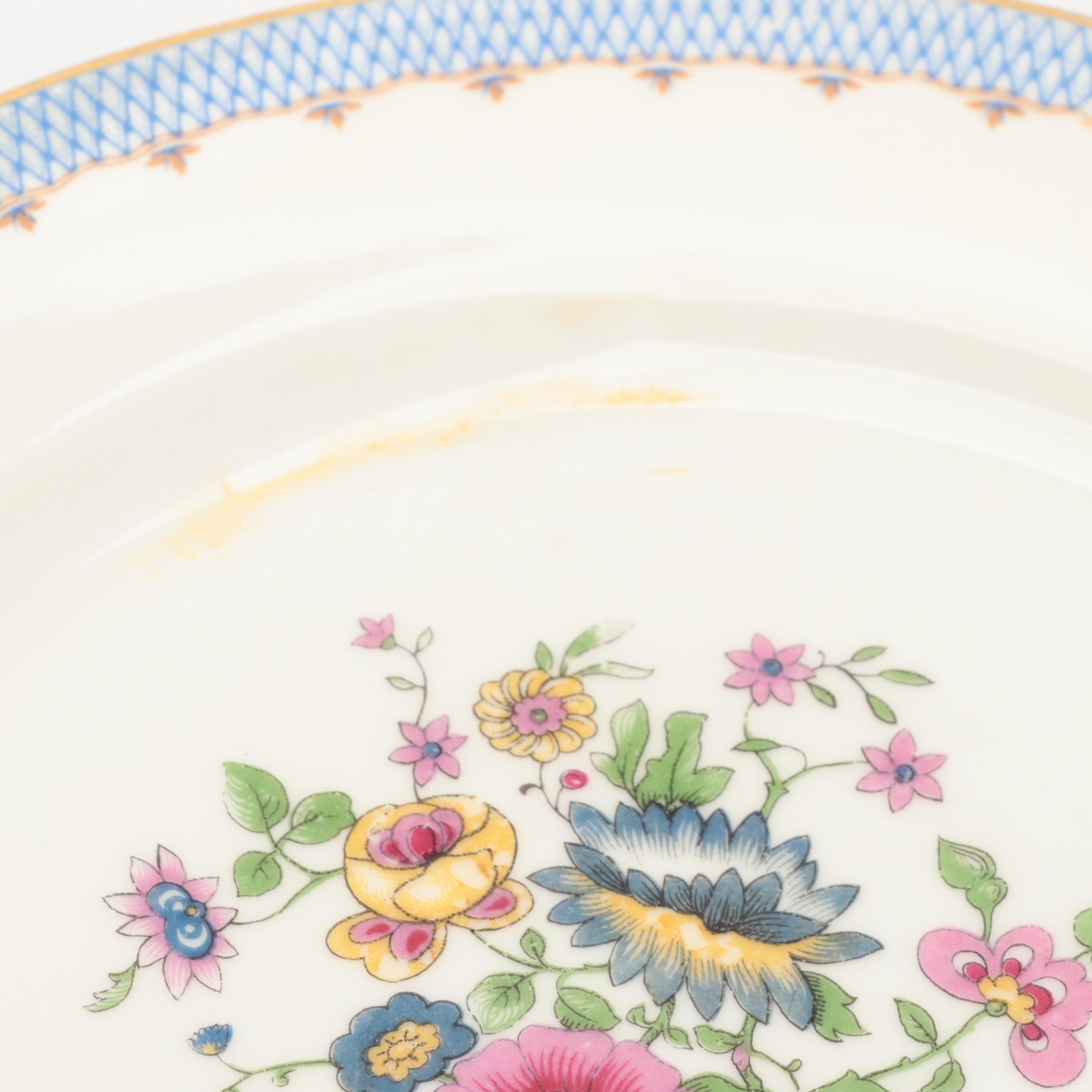 Charles Ahrenfeldt Floral Motif Porcelain Luncheon Plates, Early 20th