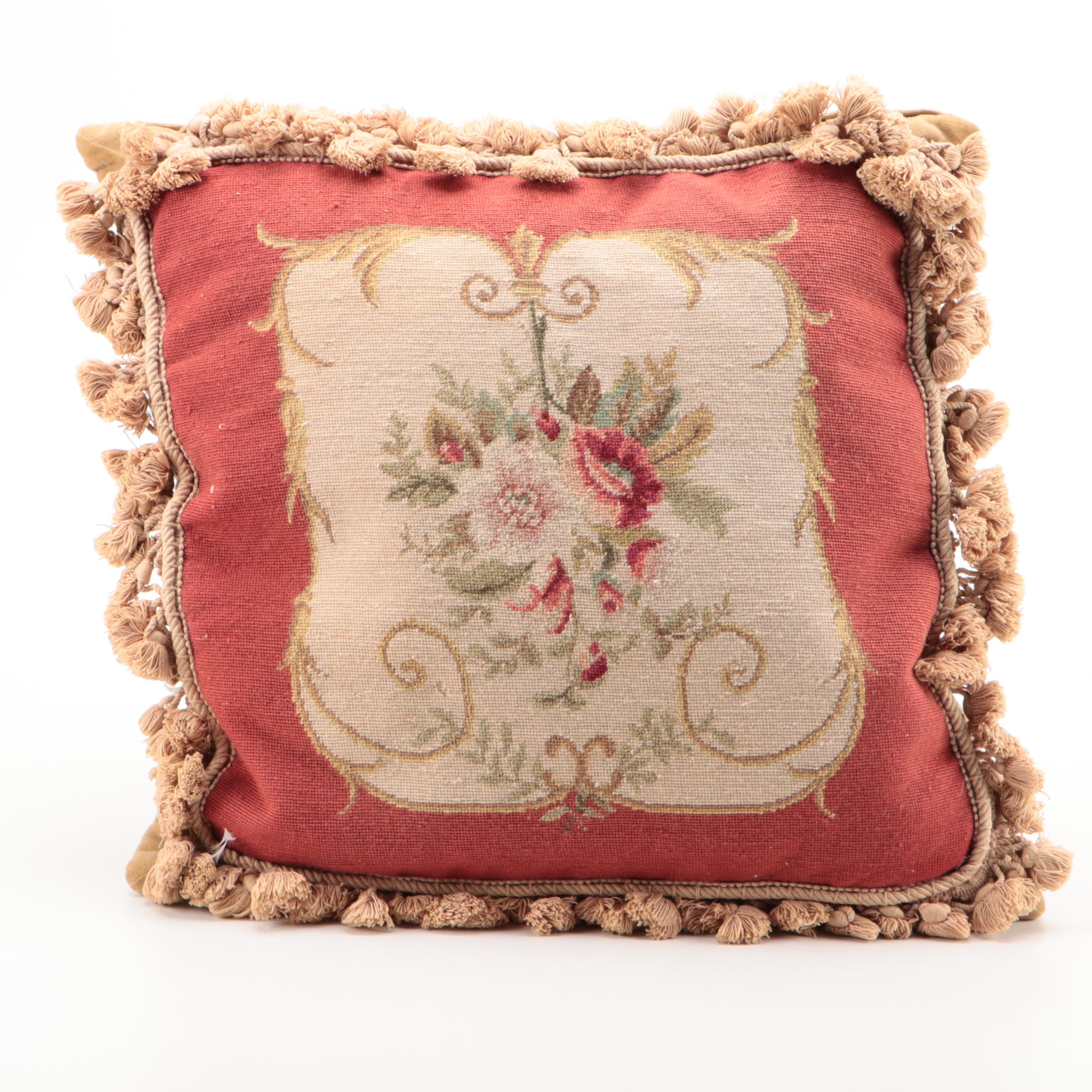 Rose Needlepoint and Floral Accent Pillows EBTH
