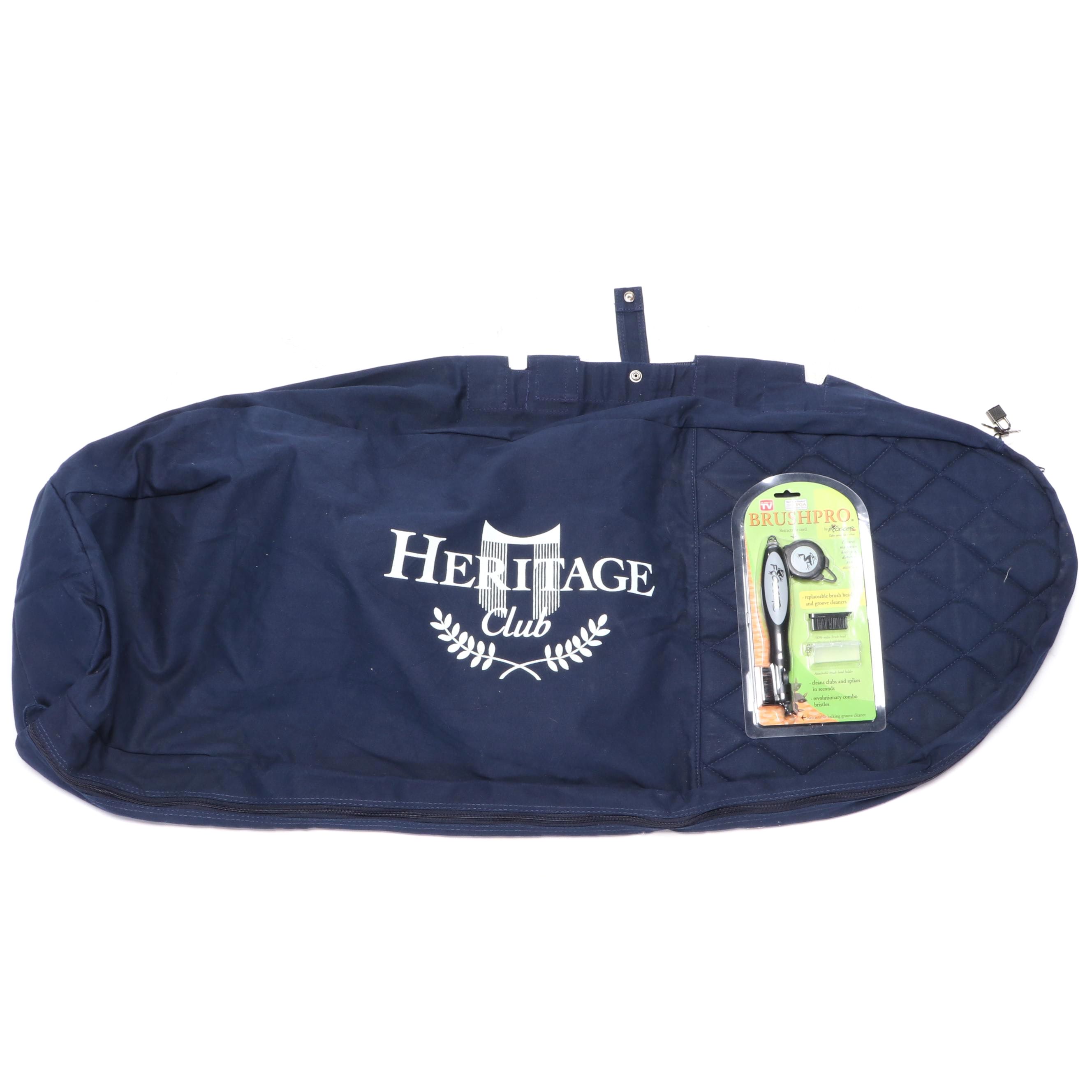 Heritage Club Quilted Golf Bag with Frogger BrushPro Golf Brush EBTH