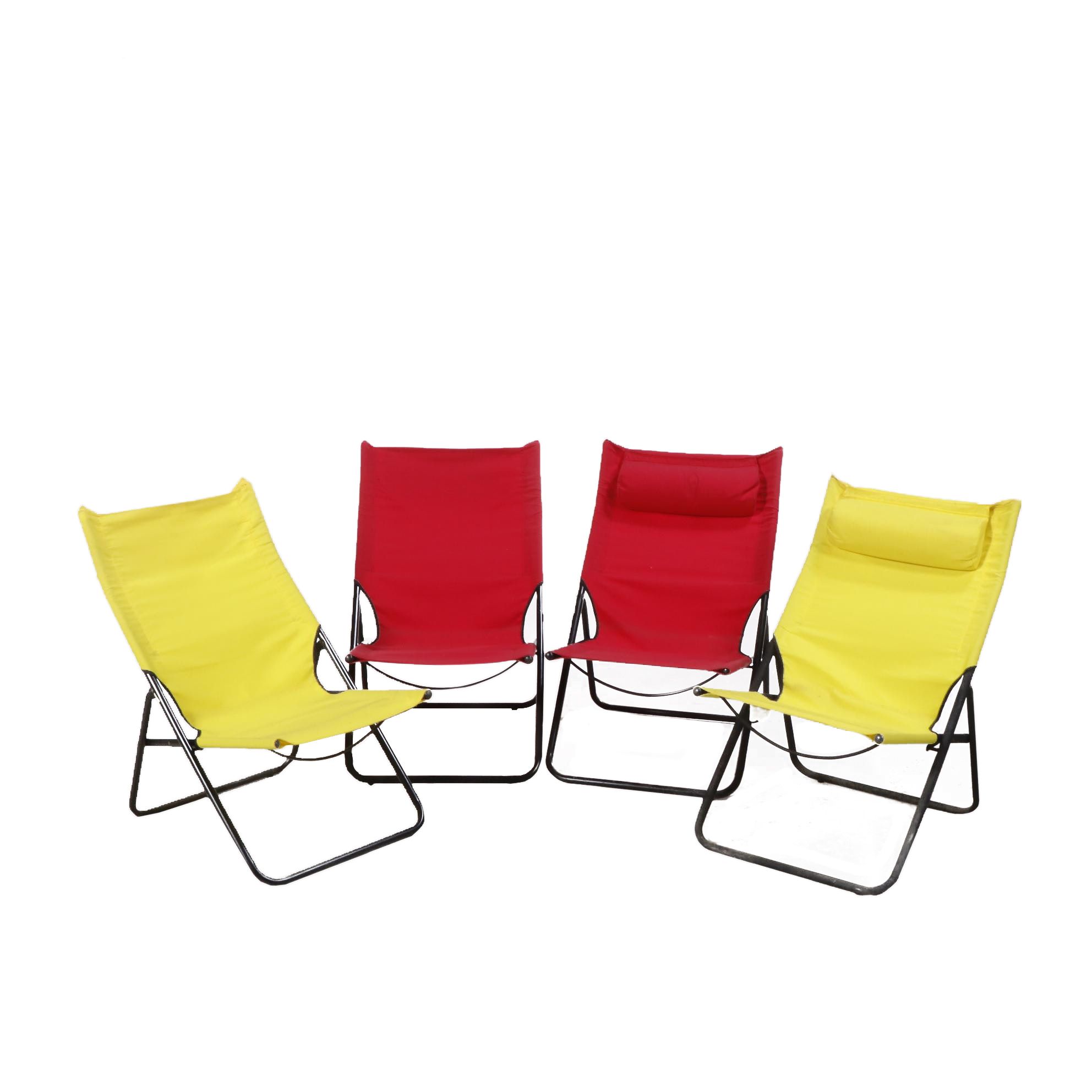 Canvas and Metal Folding Chairs With Attached Headrests EBTH