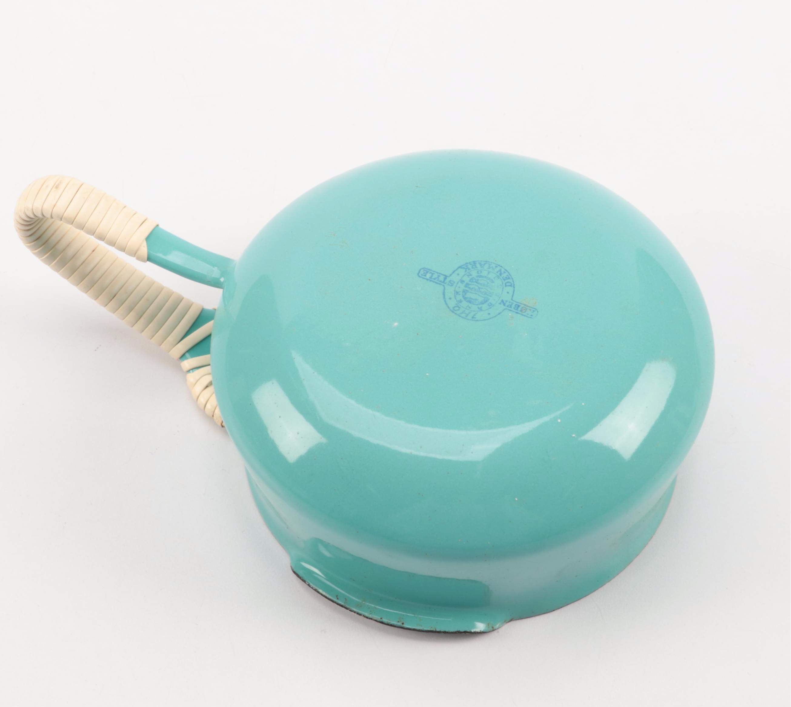 Danish Modern Dansk "Kobenstyle" Teal Enameled Pots and Pans EBTH