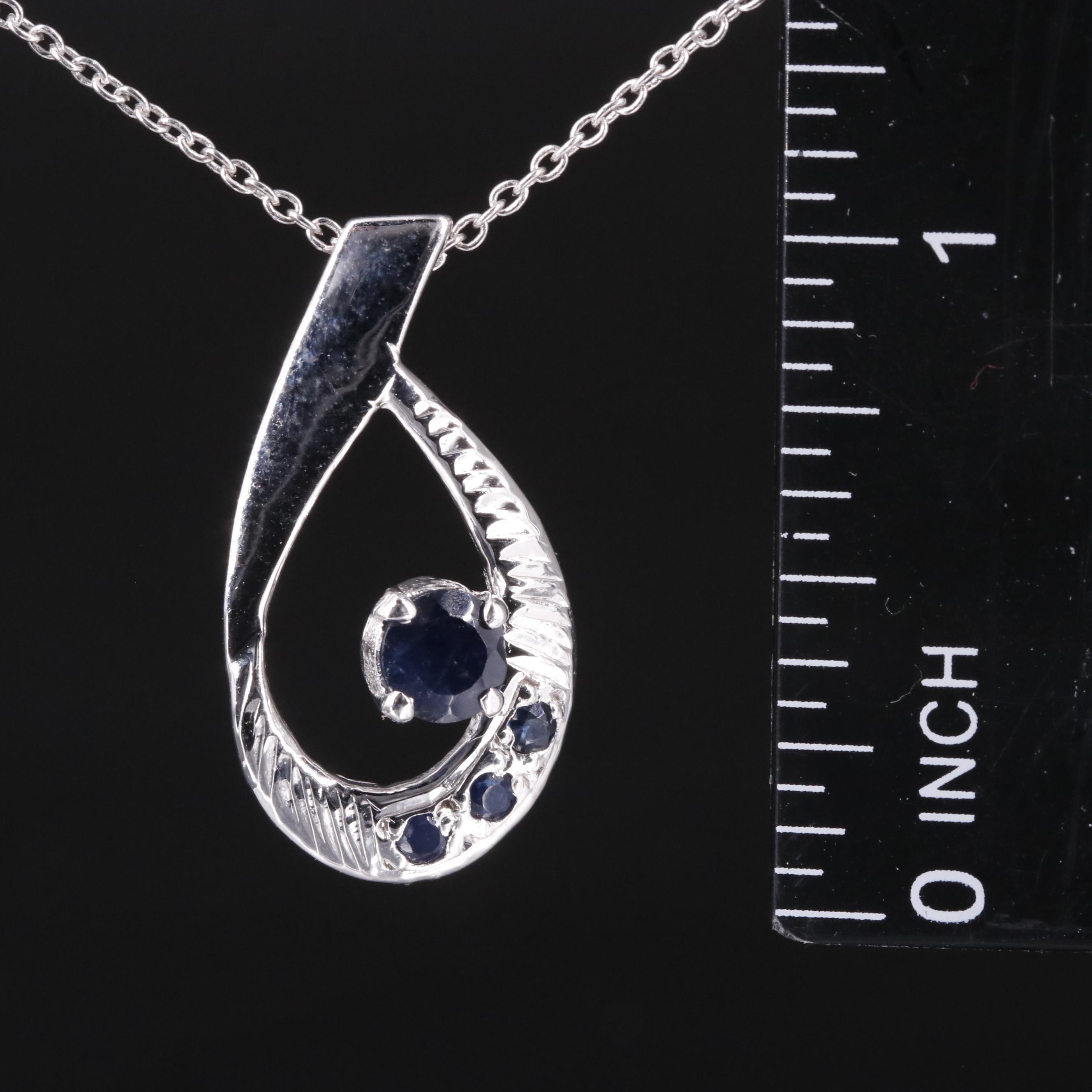 Sterling Sapphire Slide Pendant Necklace EBTH