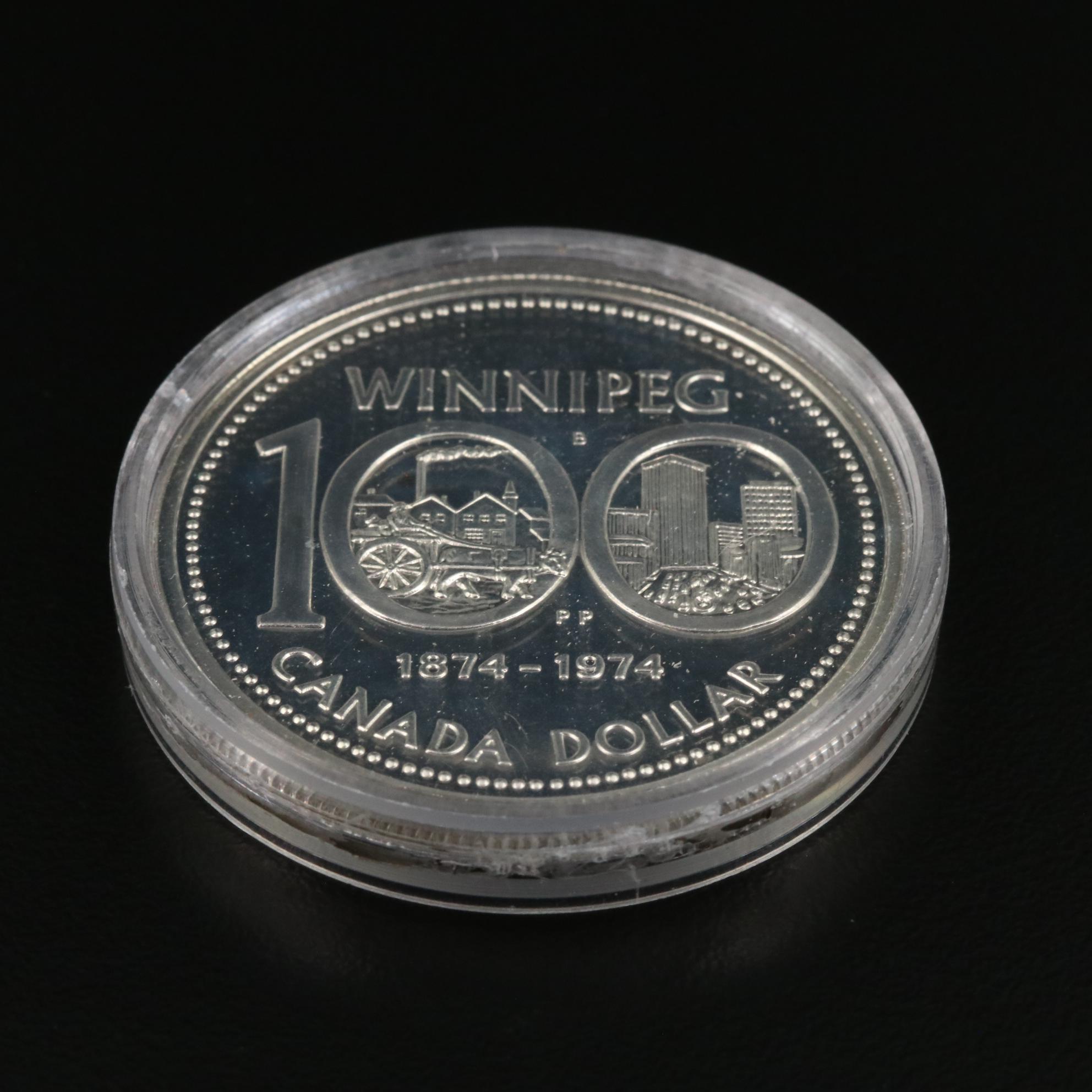 1974 Canada 1Dollar Winnipeg Centennial Silver Coin EBTH