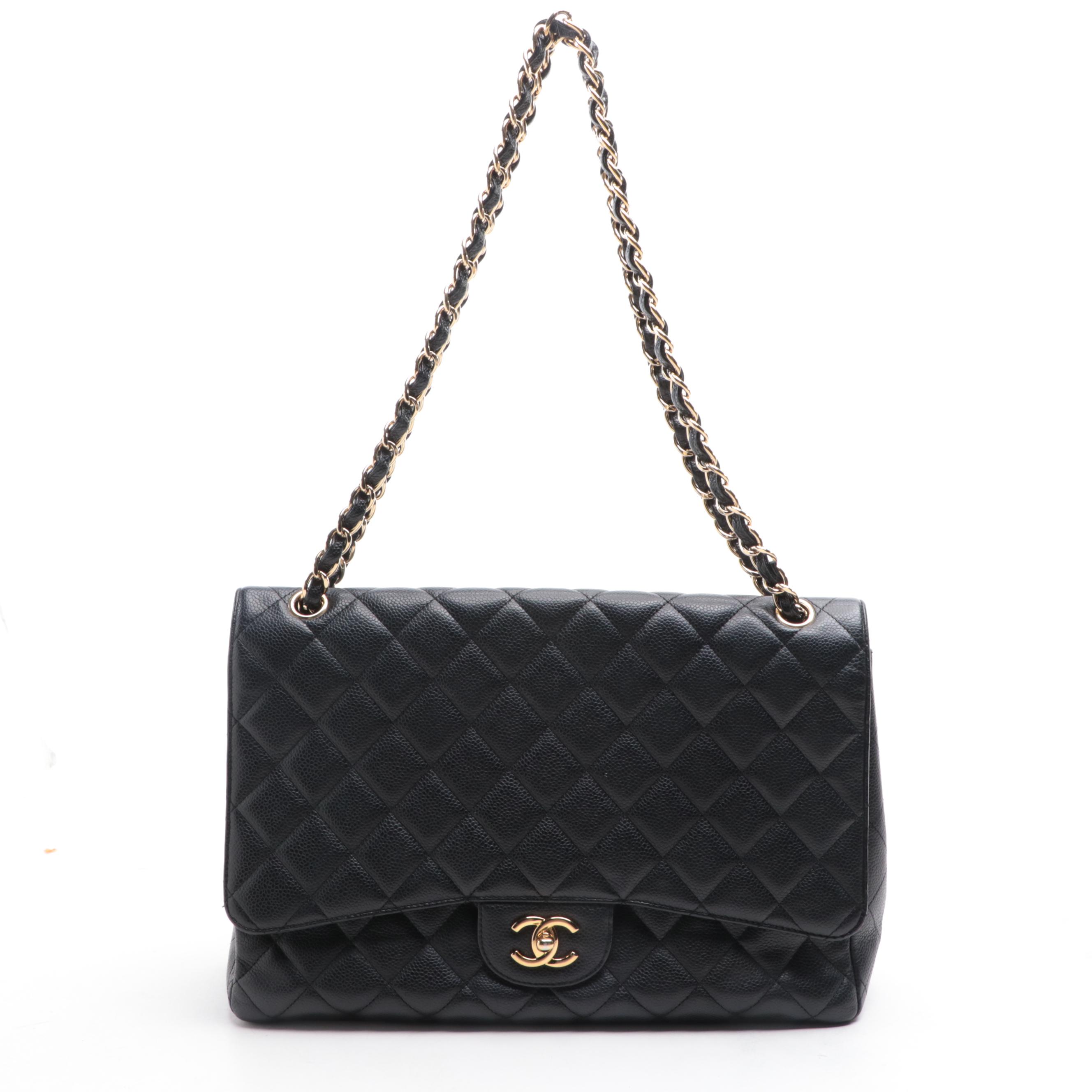 Chanel Maxi Classic Flap Bag in Caviar Leather EBTH