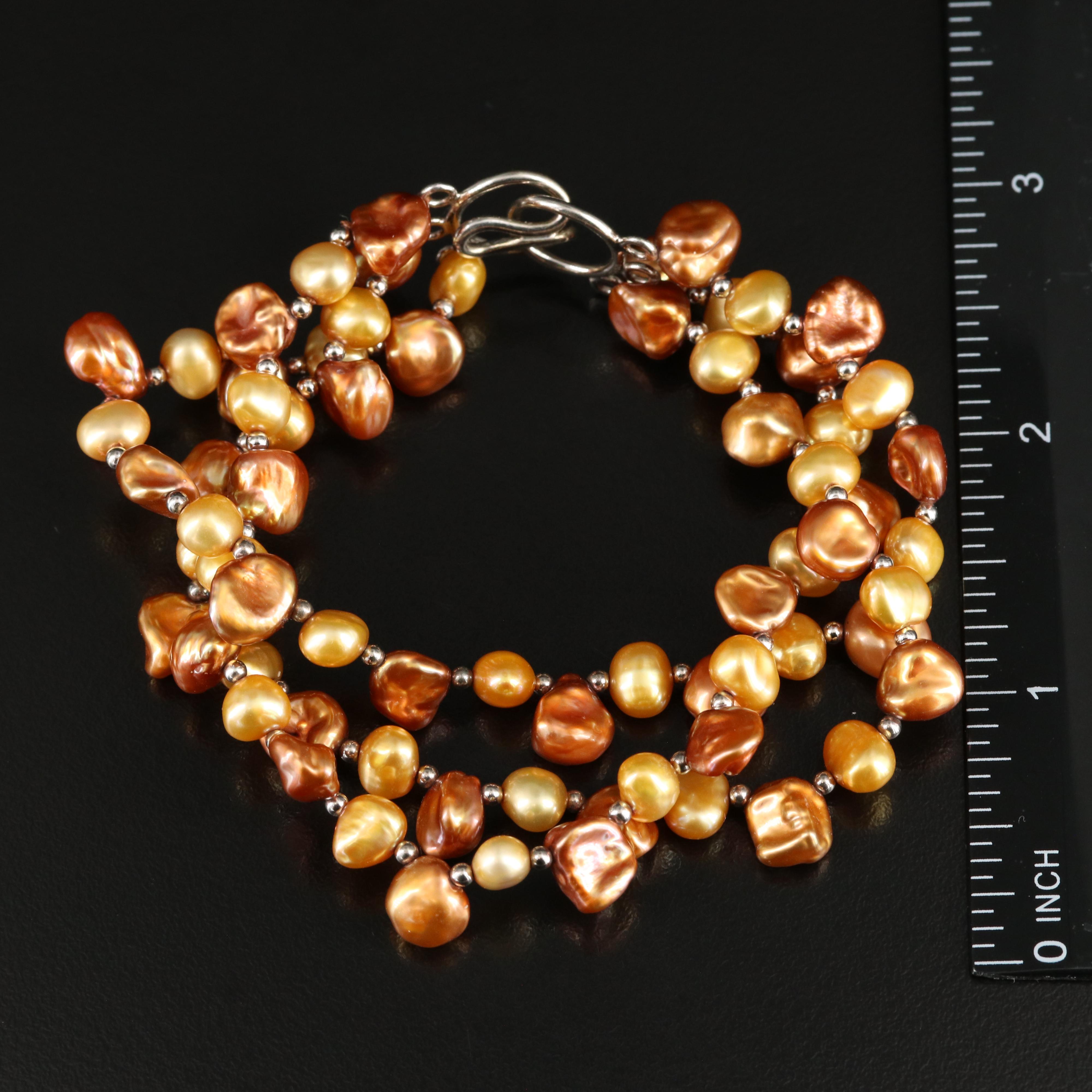 Sterling Silver Triple Strand Pearl Bracelet EBTH