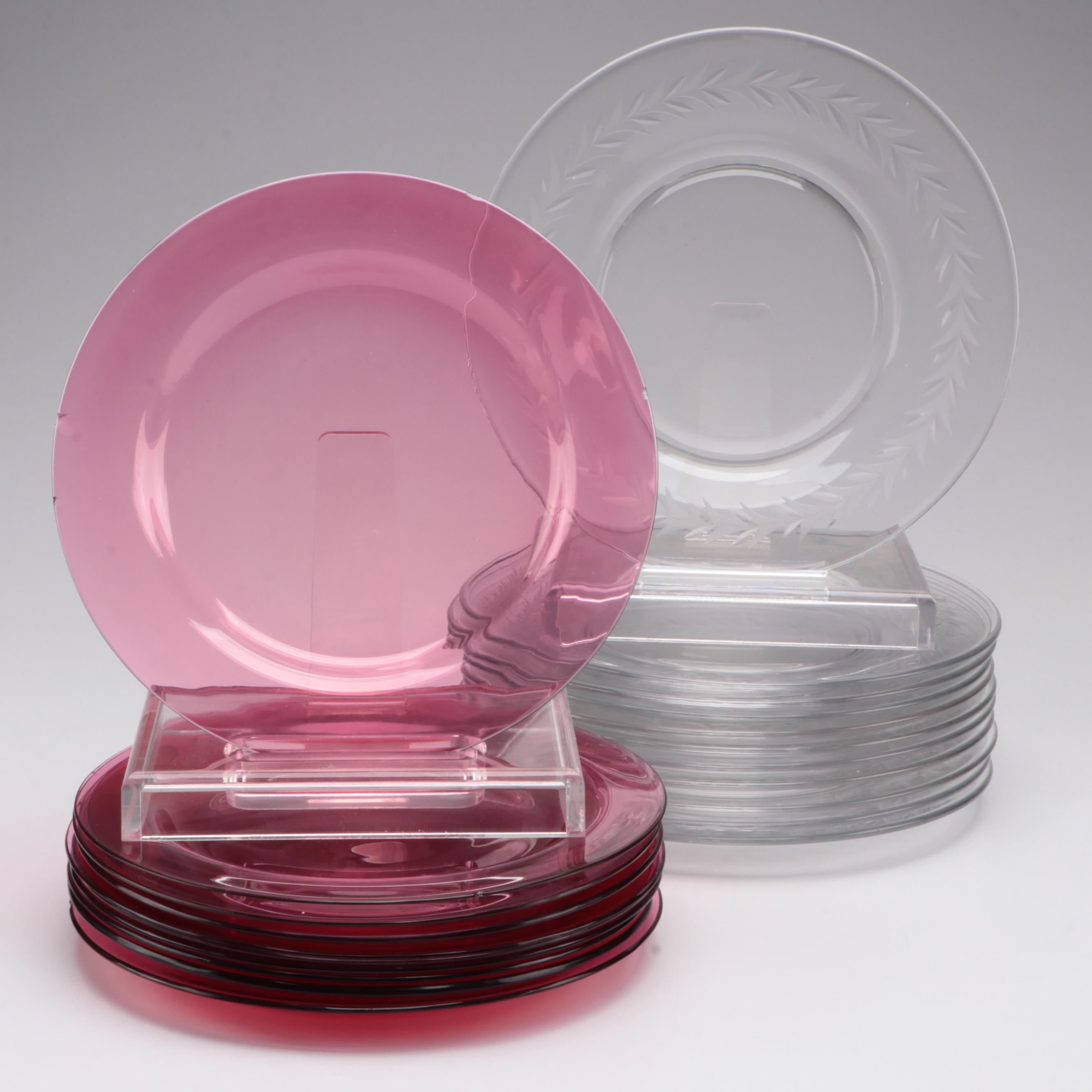 Fostoria "Holly" Clear Glass Salad Plates with Other Glass Plates EBTH