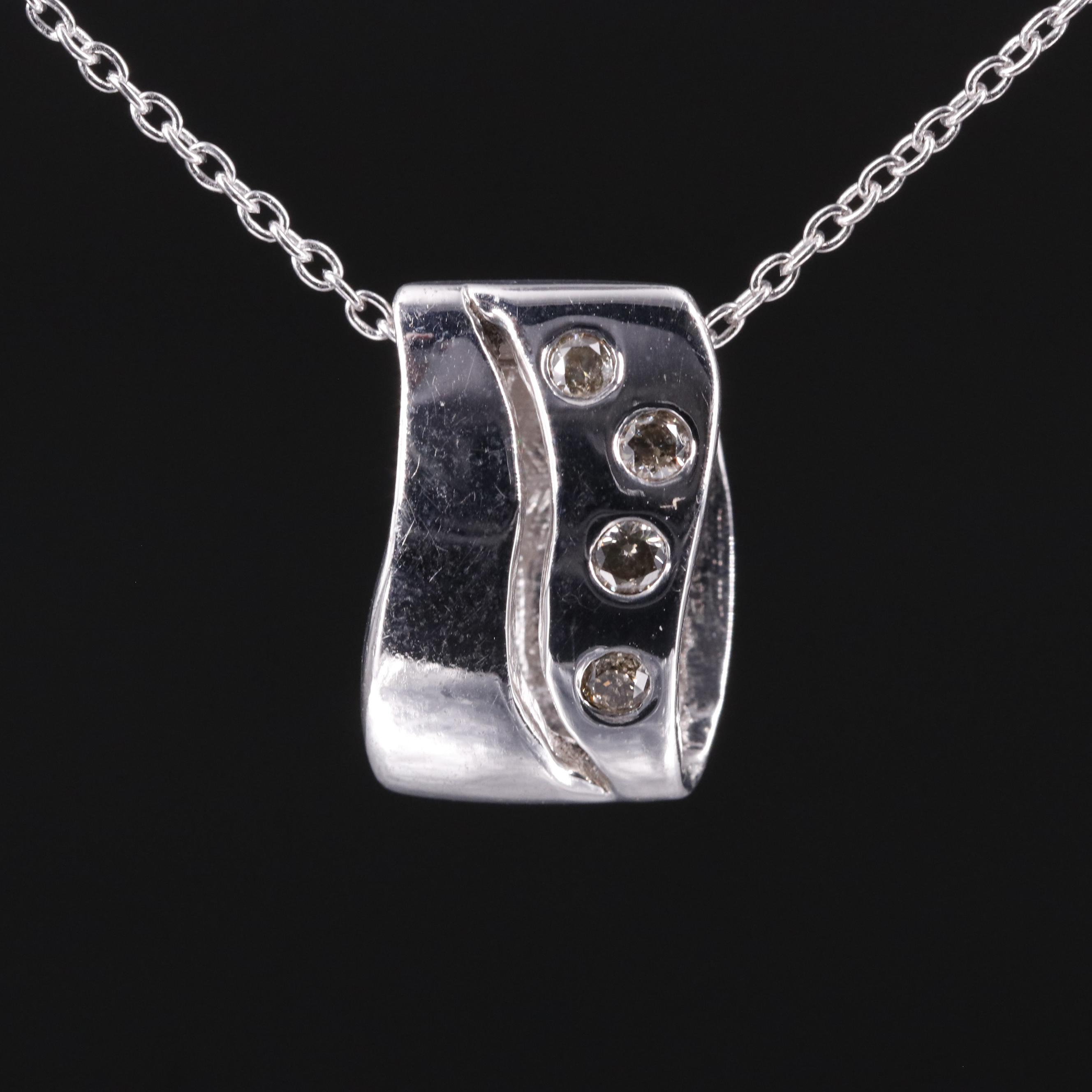 Sterling Diamond Enhancer Pendant Necklace EBTH