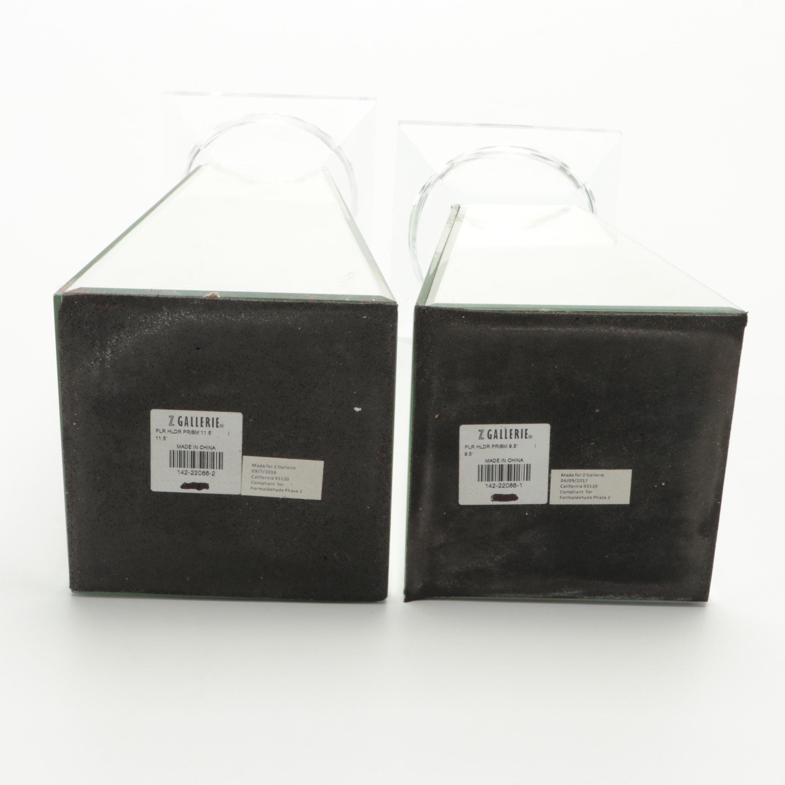 Z Gallerie Mirrored Candle Holders with Other Mirrored Tray EBTH