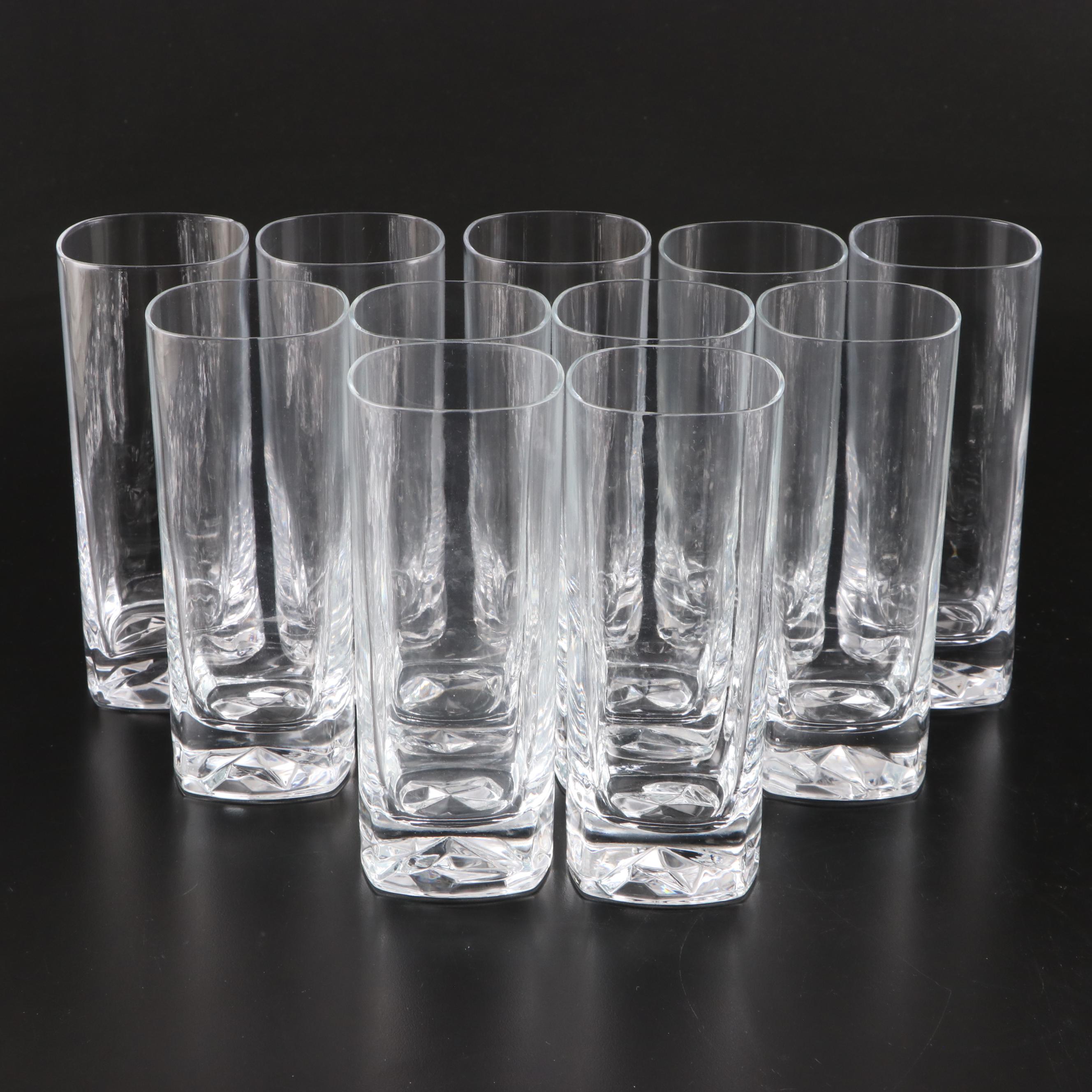Faceted Base Crystal Highball and Double Old Fashioned Glasses EBTH