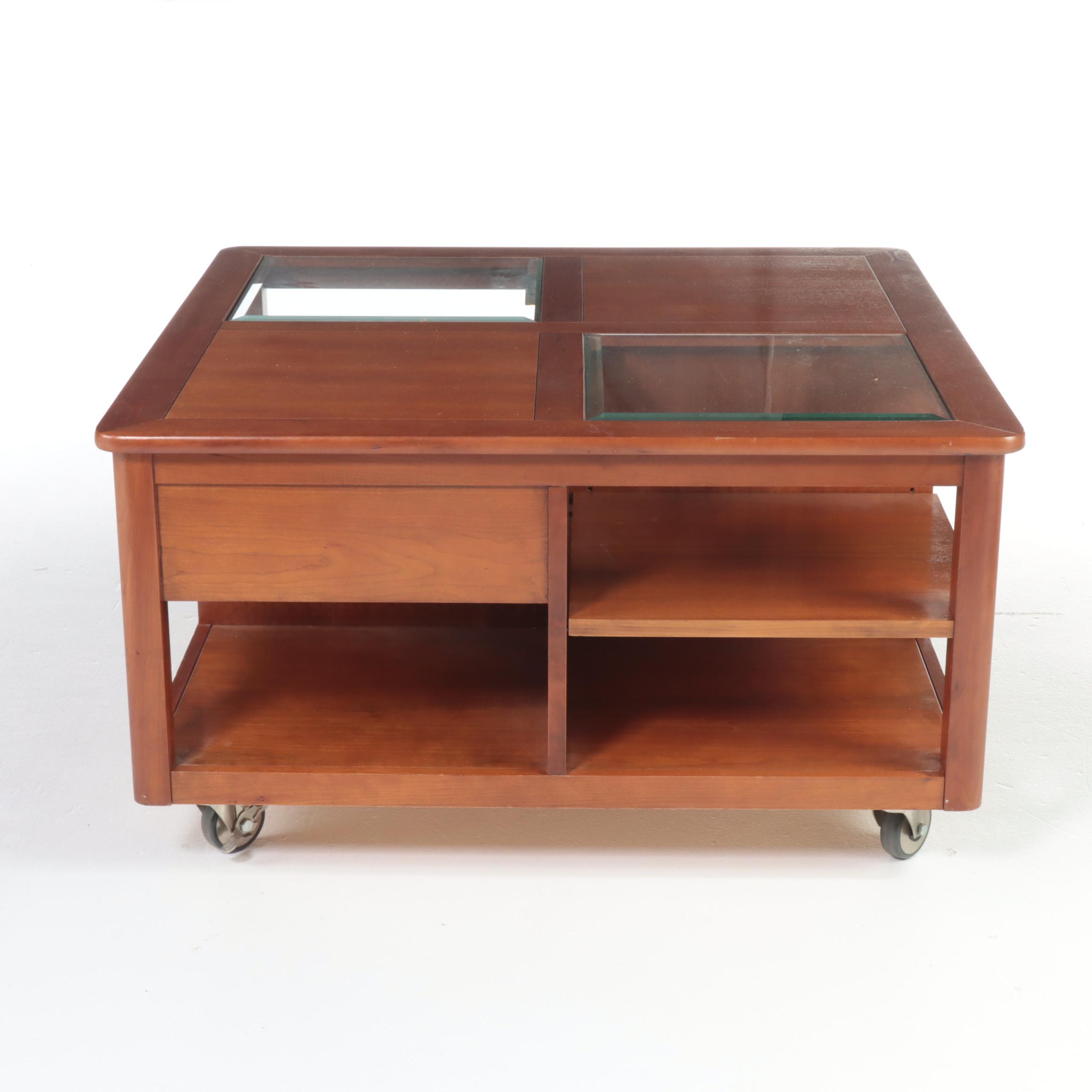 Hammary Cherrywood and Glass Top TwoDrawer Coffee Table EBTH