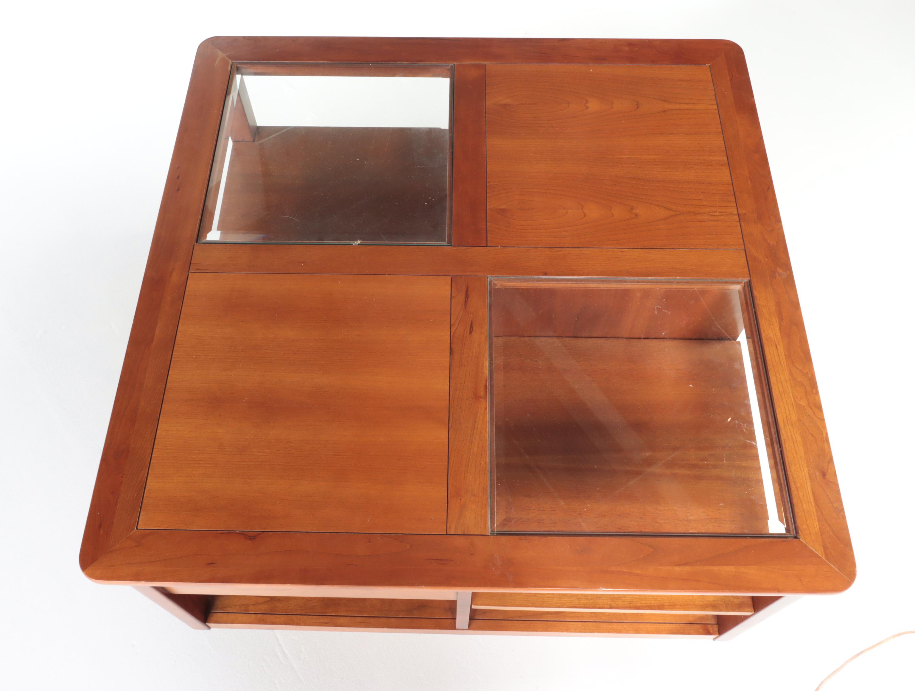 Hammary Cherrywood and Glass Top TwoDrawer Coffee Table EBTH