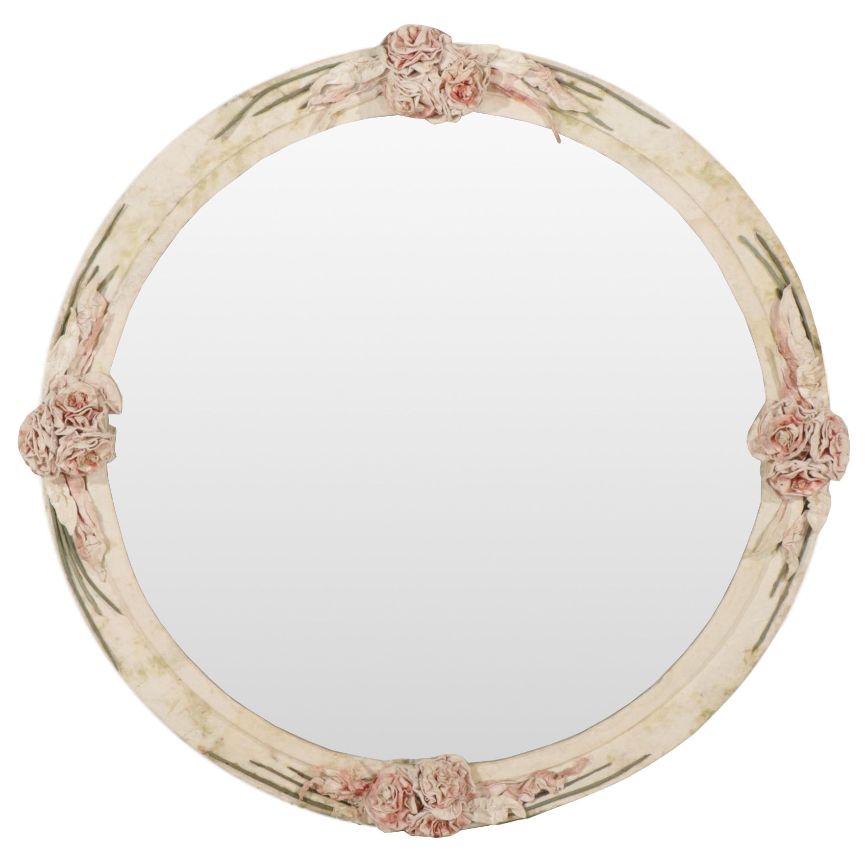 PapierMâché and Pressed Paper Framed Round Wall Mirror EBTH