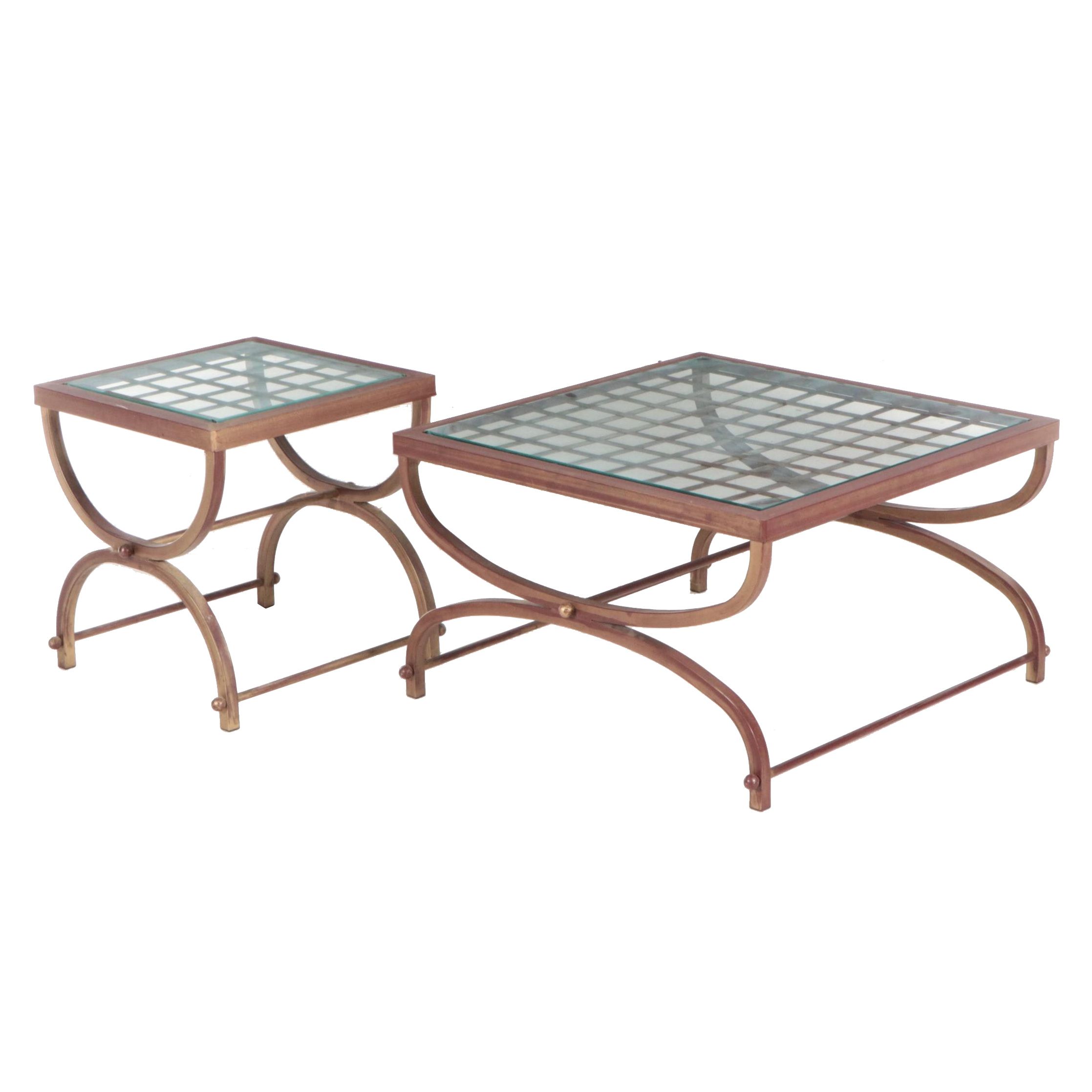 Contemporary Metal and Glass Coffee and Side Table EBTH