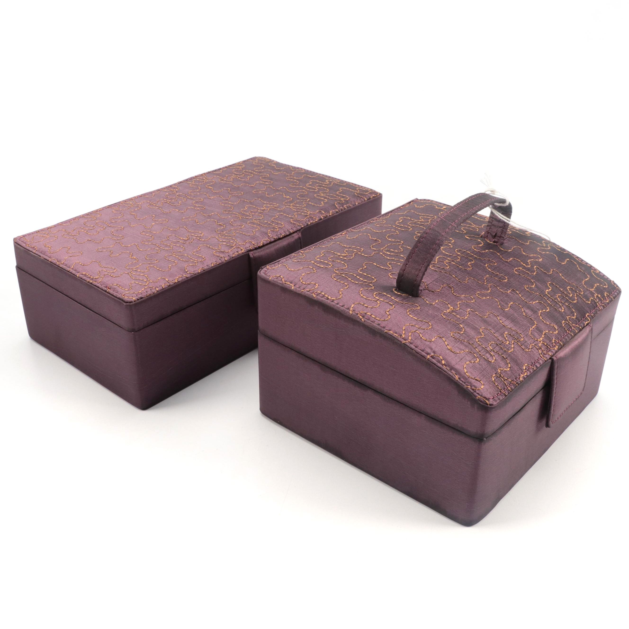 Rowallan Embroidered Fabric Travel Jewelry Boxes EBTH