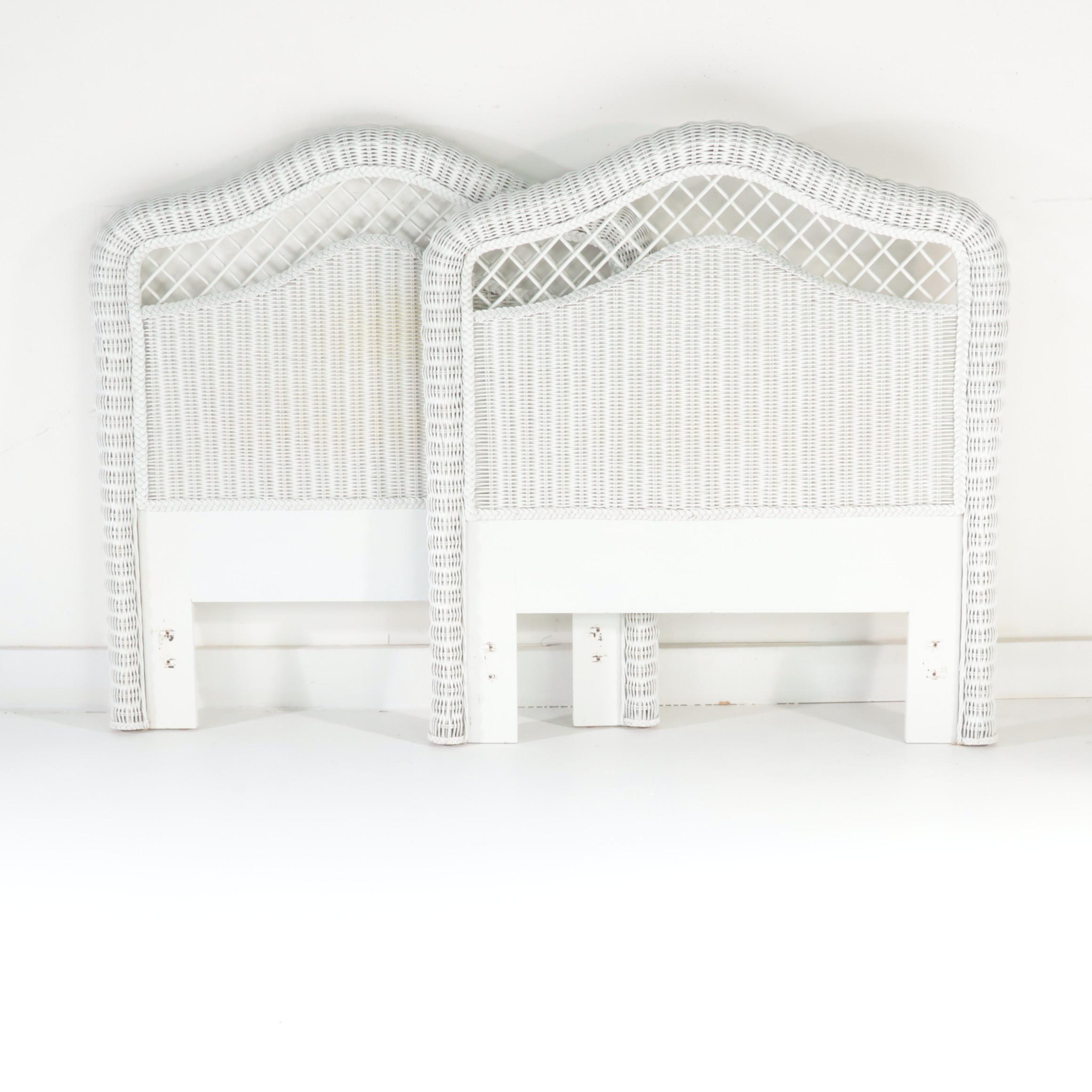 Two Lexington/Henry Link WhitePainted Wicker Twin Headboards and