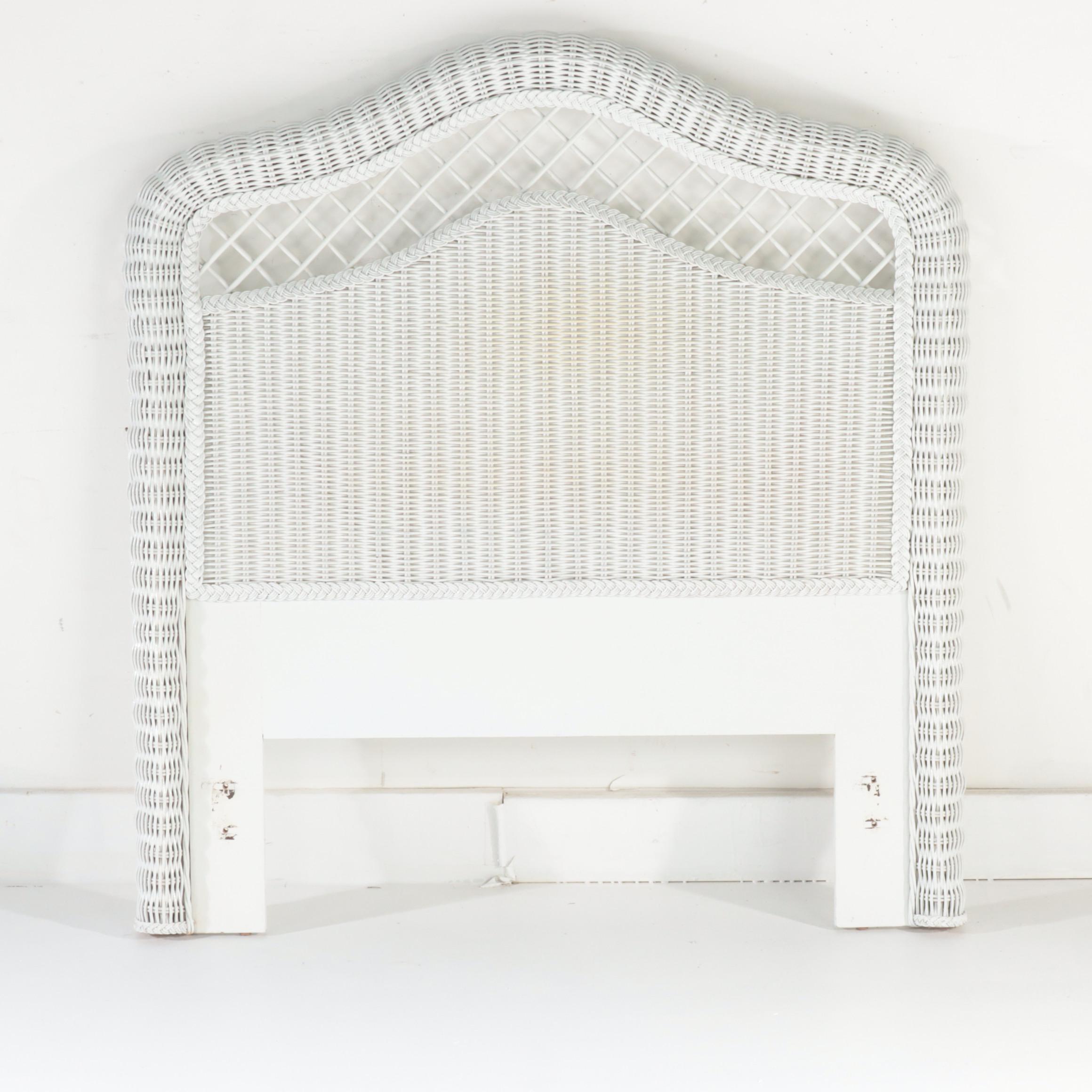 Two Lexington/Henry Link WhitePainted Wicker Twin Headboards and