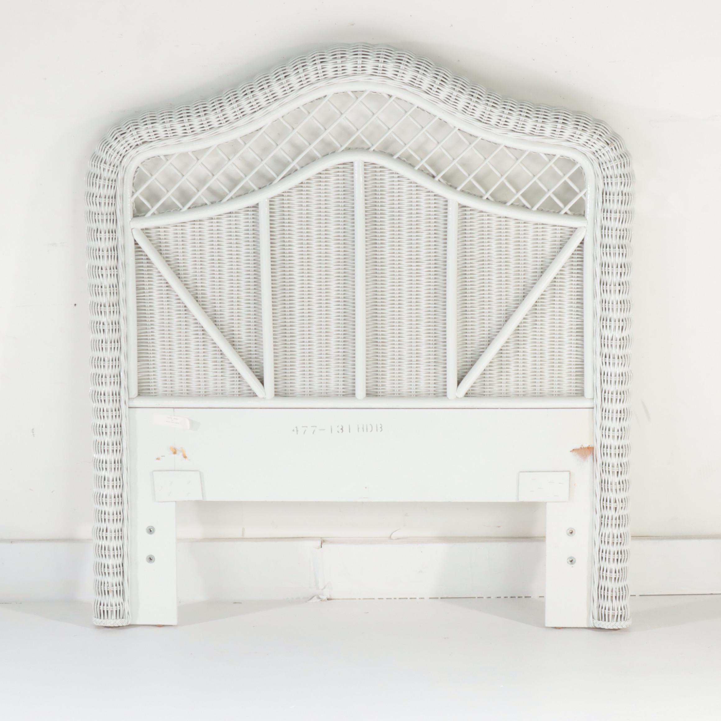 Two Lexington/Henry Link WhitePainted Wicker Twin Headboards and