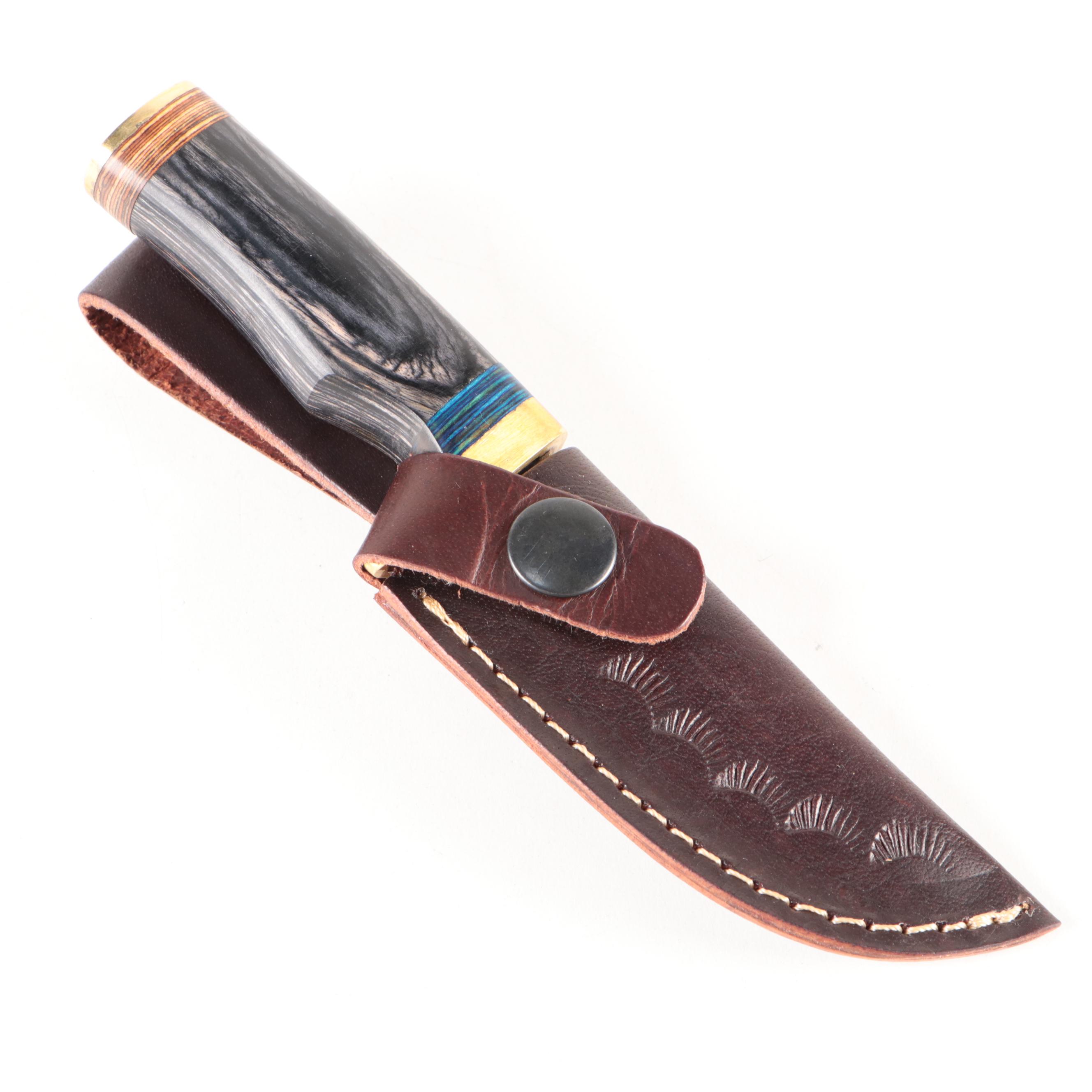 Damascus Steel Fixed Blade Knives With Belt Sheaths EBTH