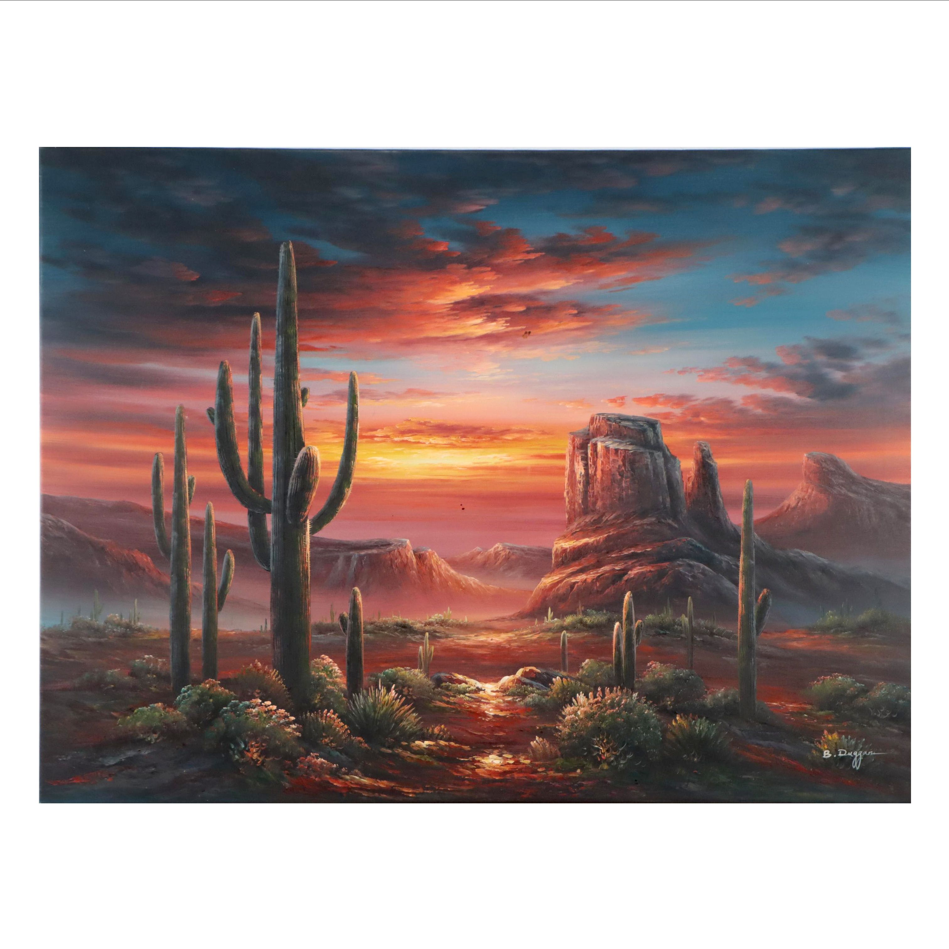 B. Duggan Southwest Desert Landscape Oil Painting | EBTH