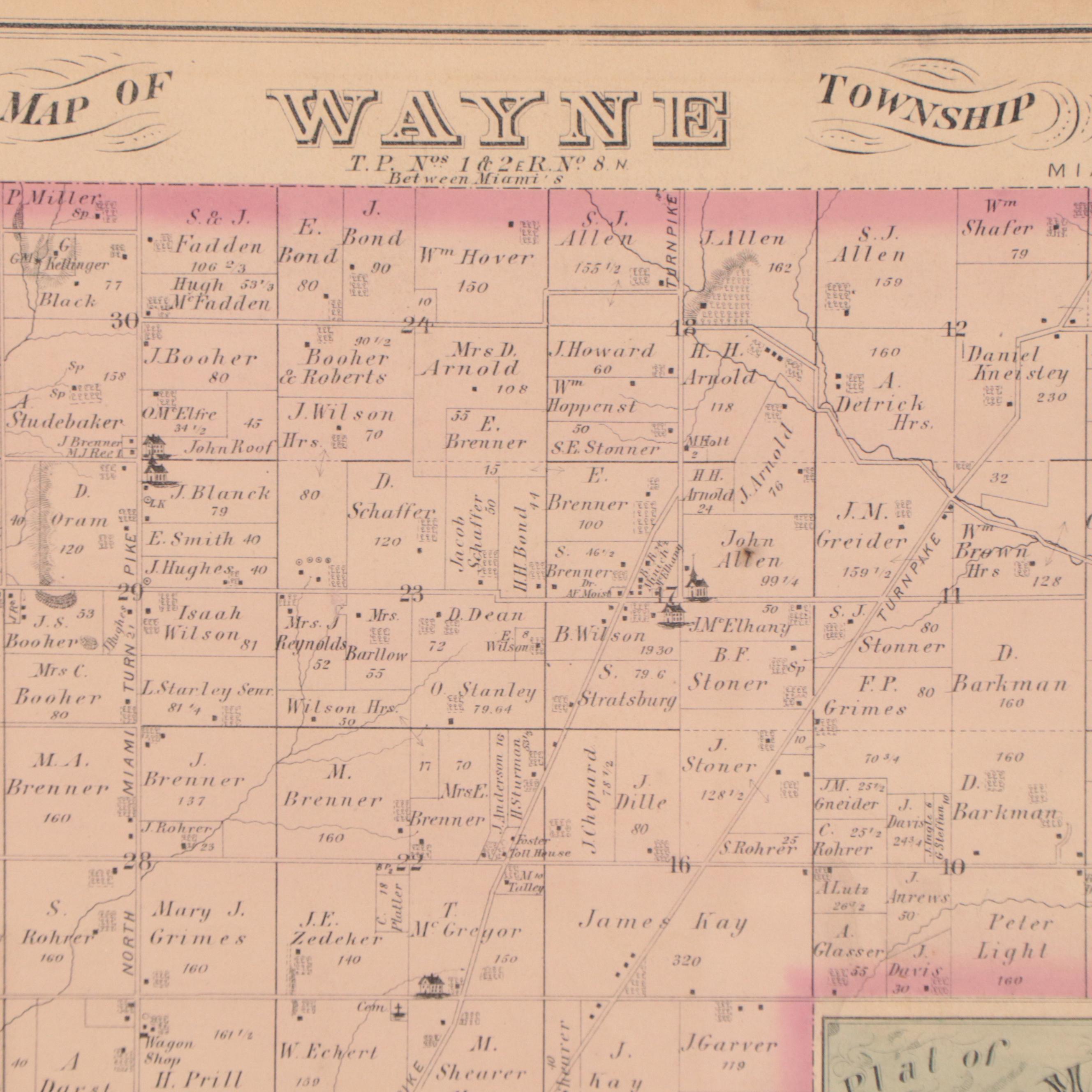 L.H. Everts Lithograph "Map of Wayne Township," Circa 1875 EBTH