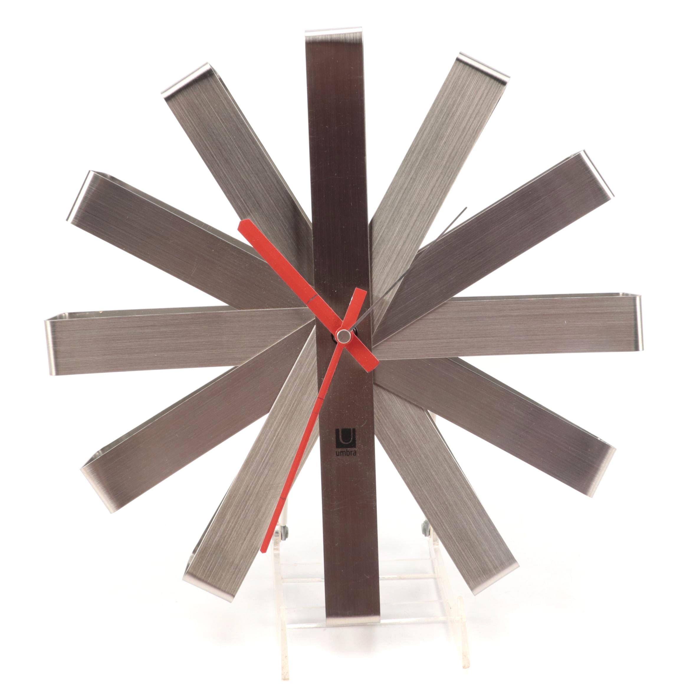 Umbra Brushed Stainless "Ribbon" Wall Clock EBTH