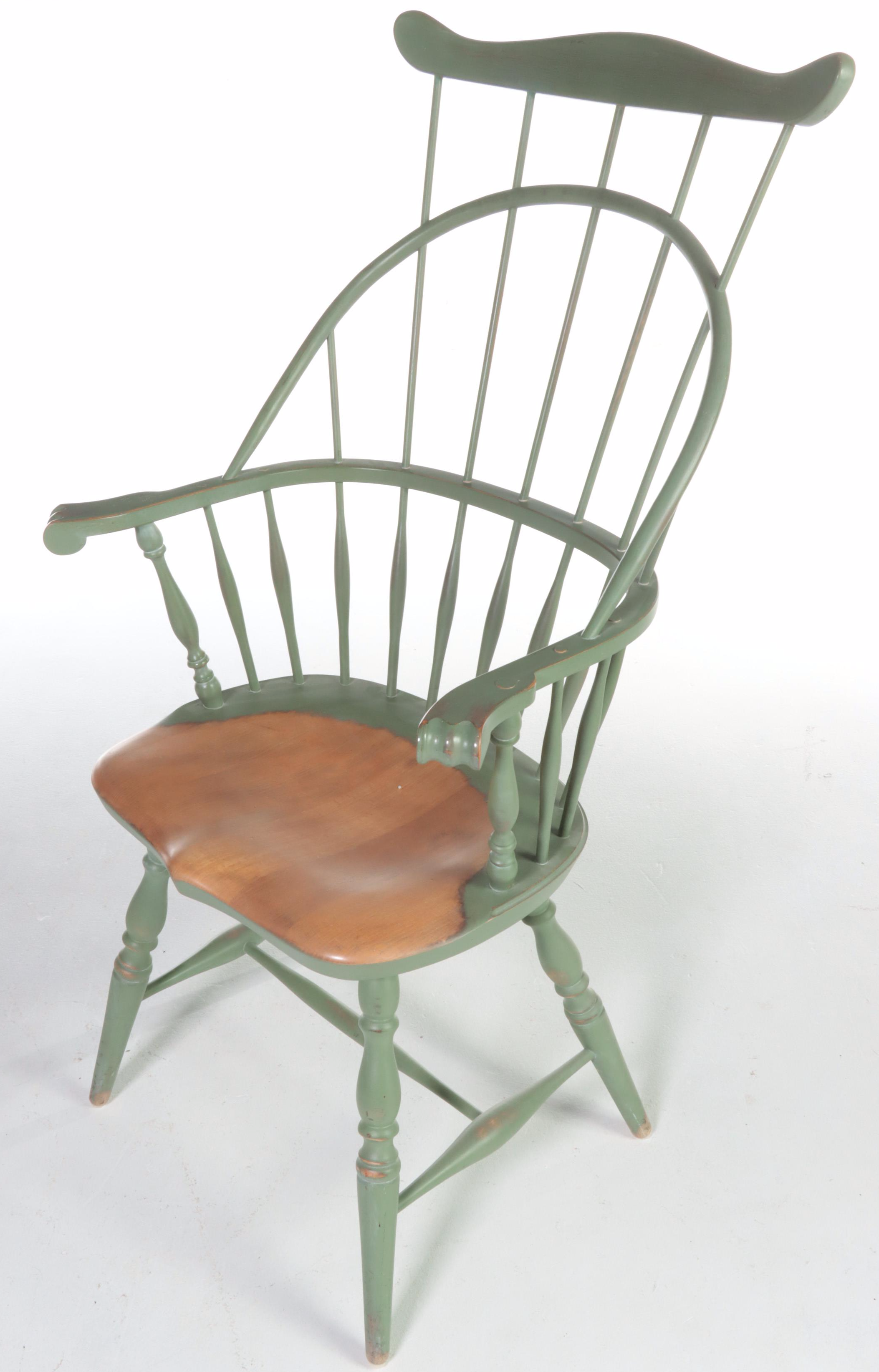 Painted Wooden Yoke Back Windsor Chair EBTH