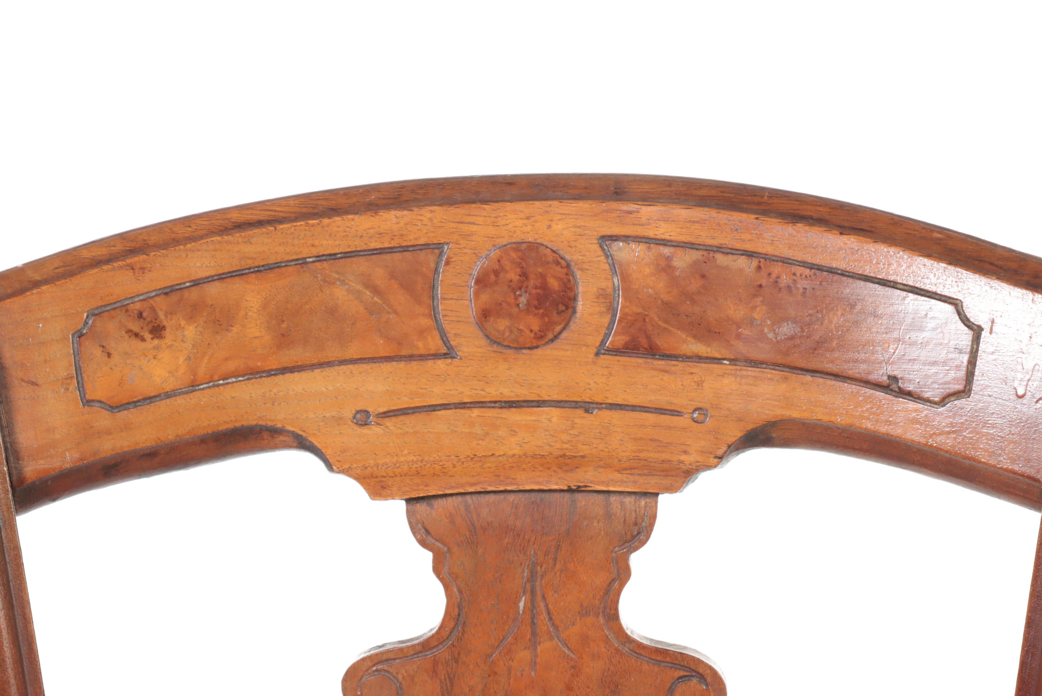 Victorian Eastlake Style Walnut and Burl Cane Bottom Chair, Late 19th