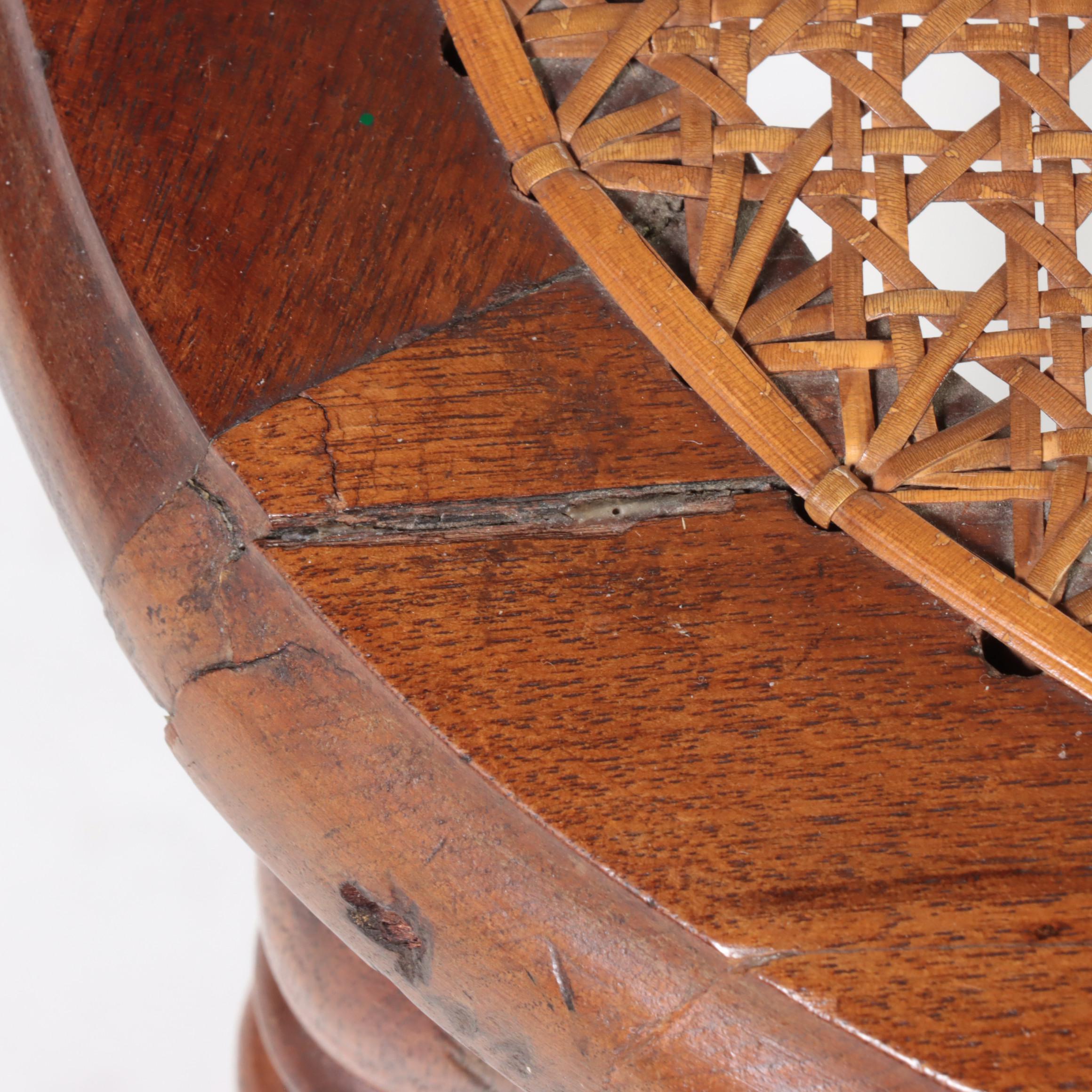 Victorian Eastlake Style Walnut and Burl Cane Bottom Chair, Late 19th