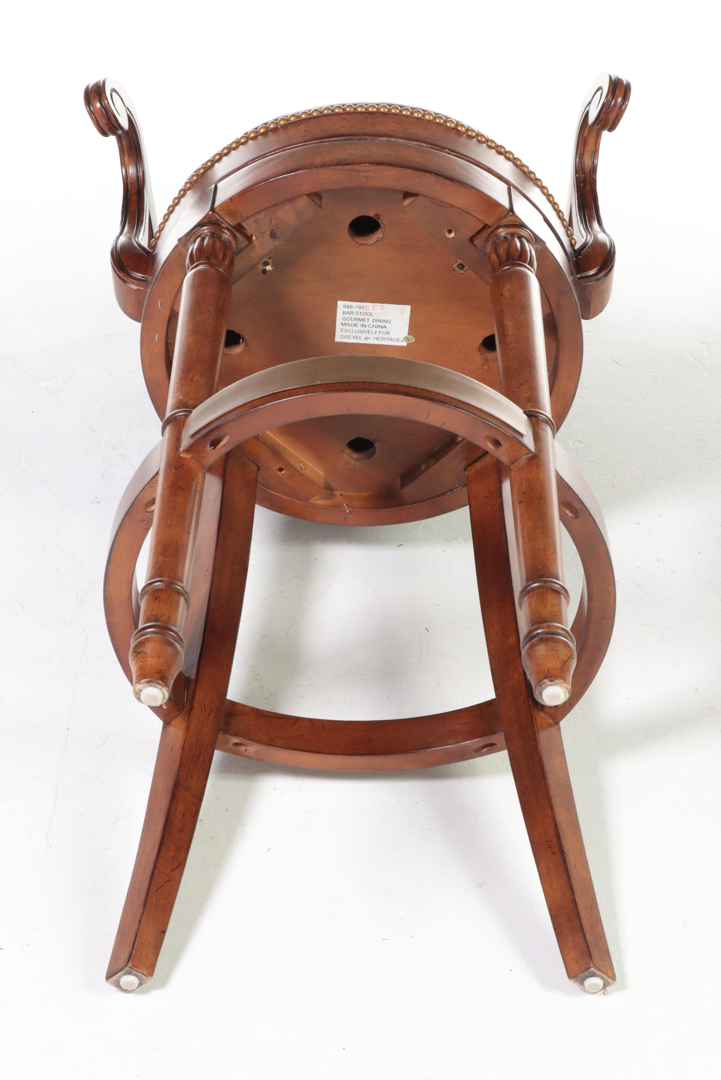 Three Drexel Heritage "Epicurean" Leather and LeopardPrint Swivel Bar