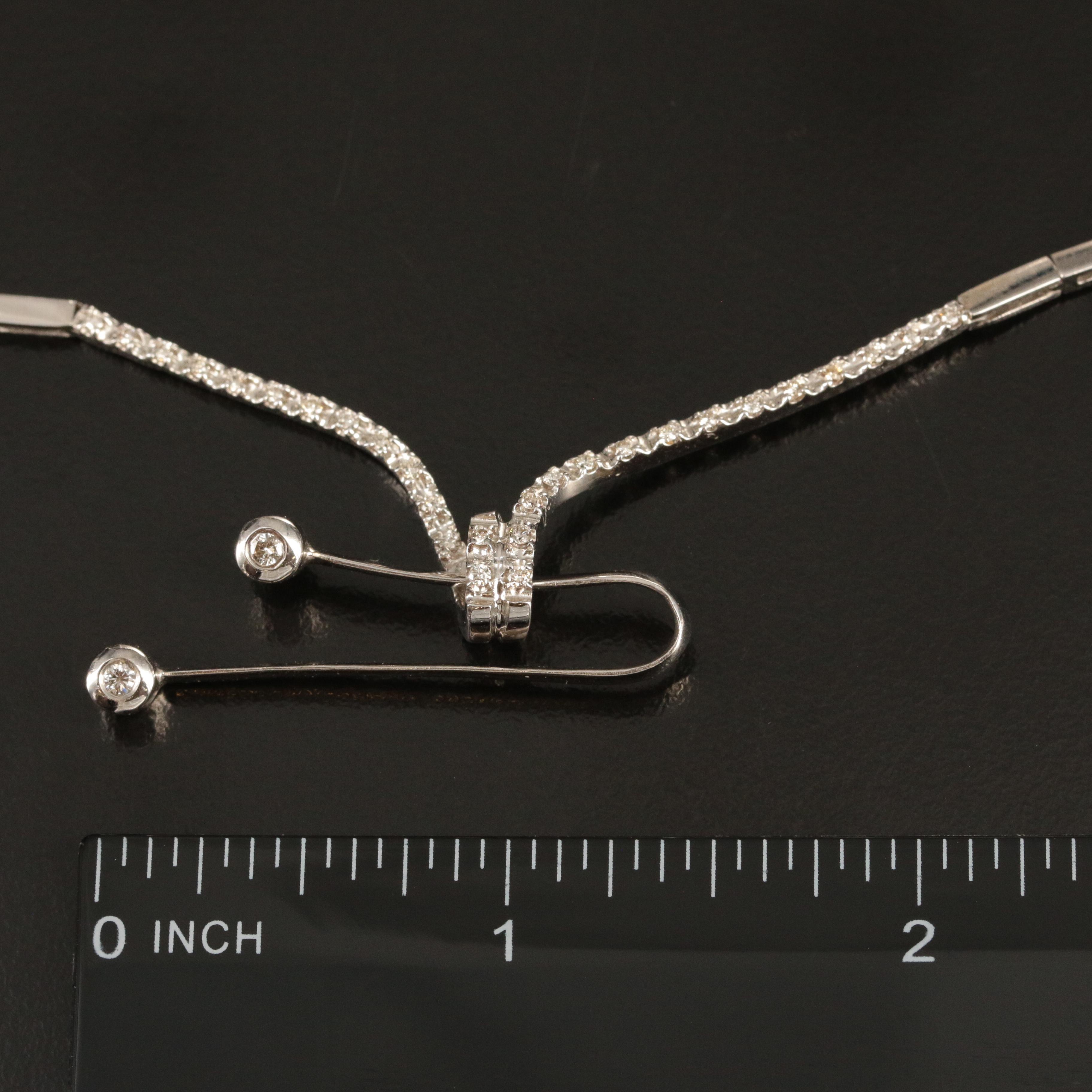 18K Diamond Bracelet and Necklace Ribbon Loop Jewelry Set EBTH