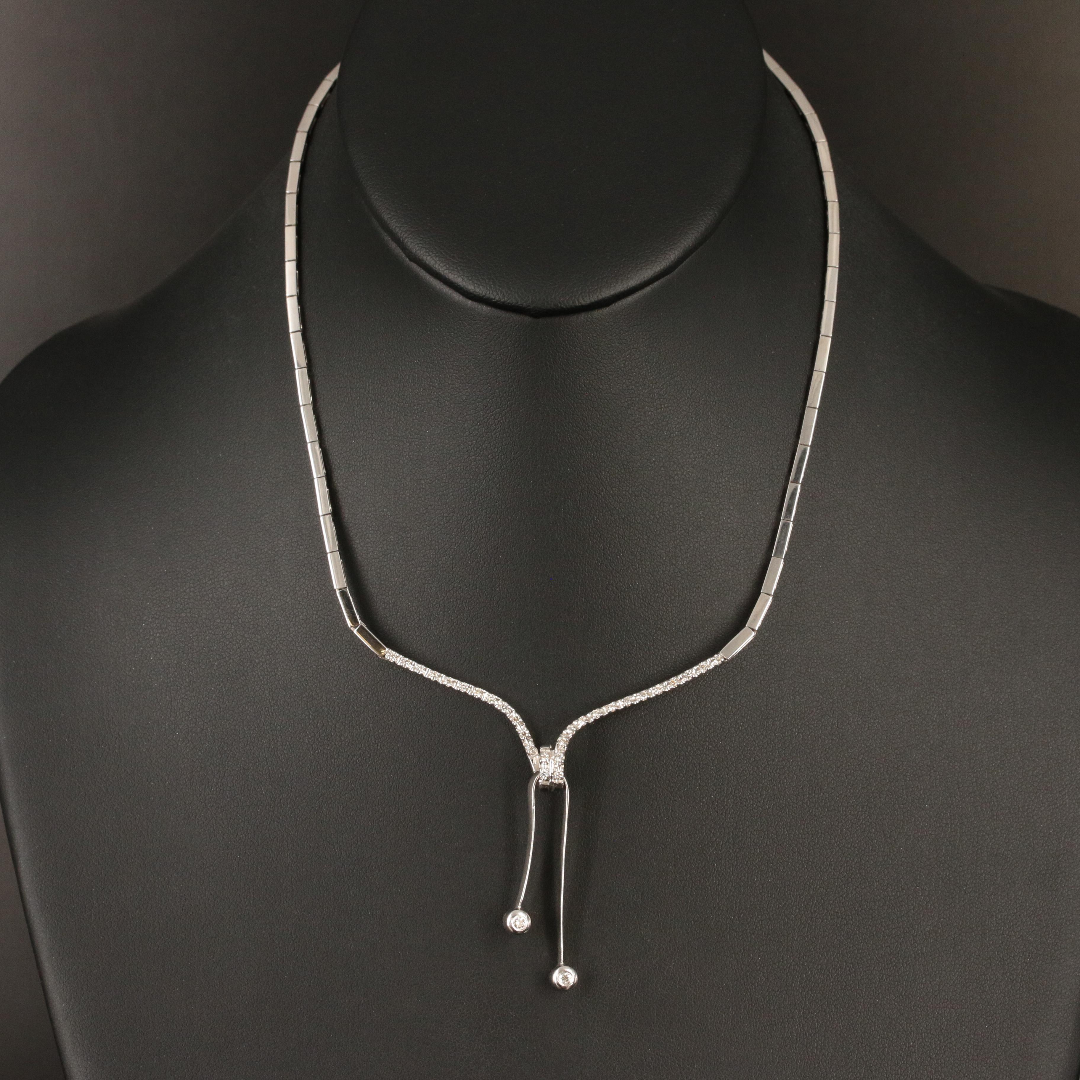 18K Diamond Bracelet and Necklace Ribbon Loop Jewelry Set EBTH