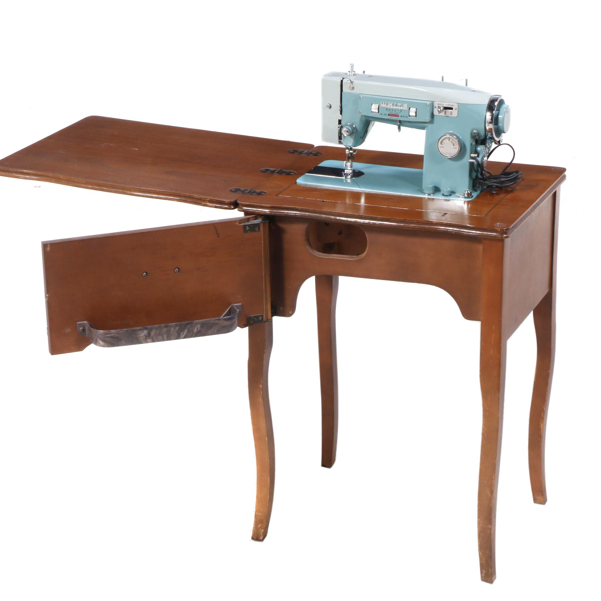White ZigZag Stitcher Sewing Machine within Sewing Table EBTH