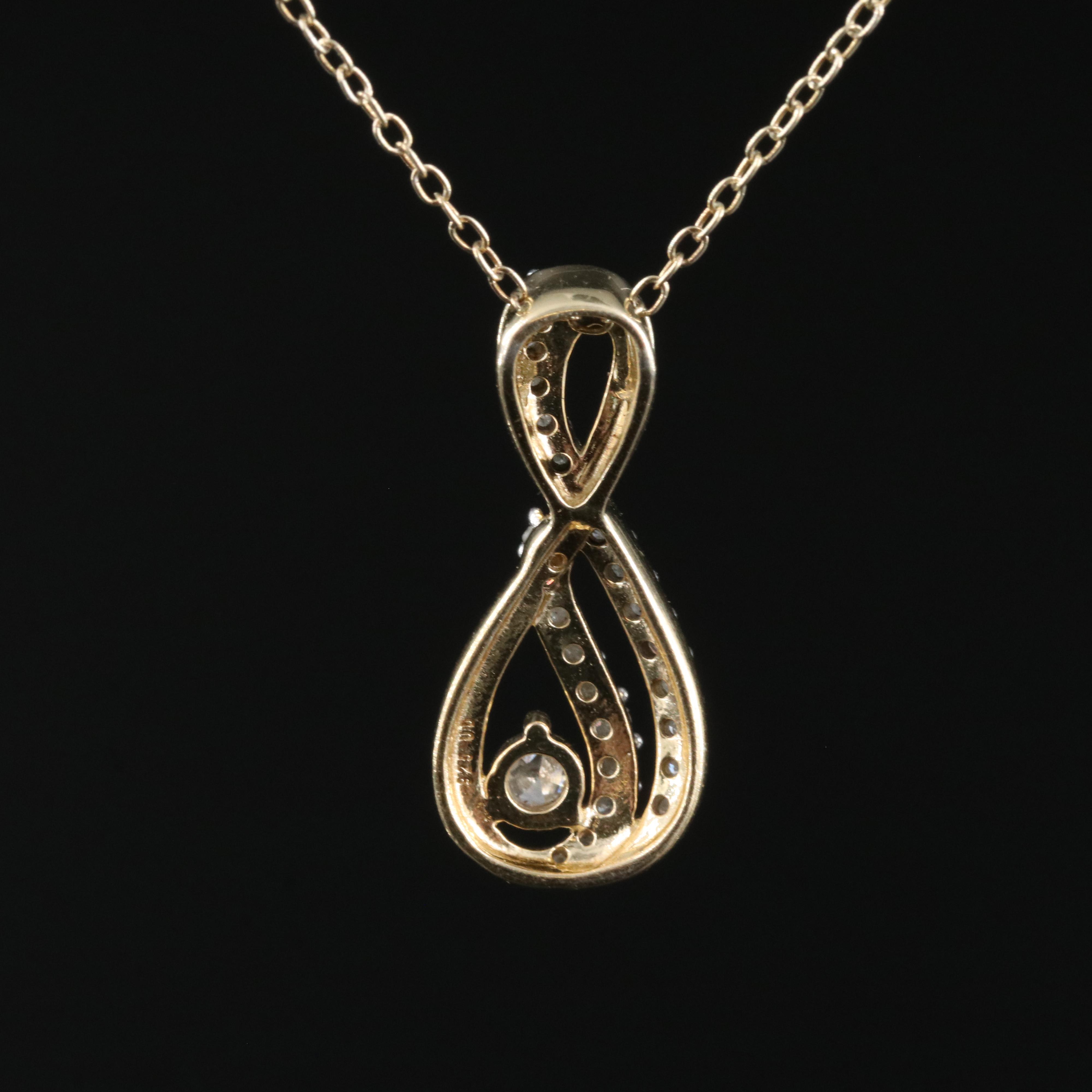 Sterling Diamond Infinity Pendant Necklace EBTH