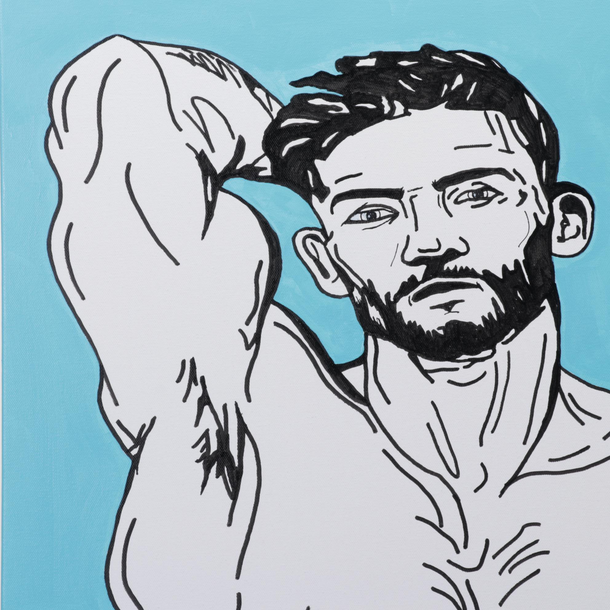 deSanto Figural Acrylic Painting of Male Life Model, 2023 | EBTH