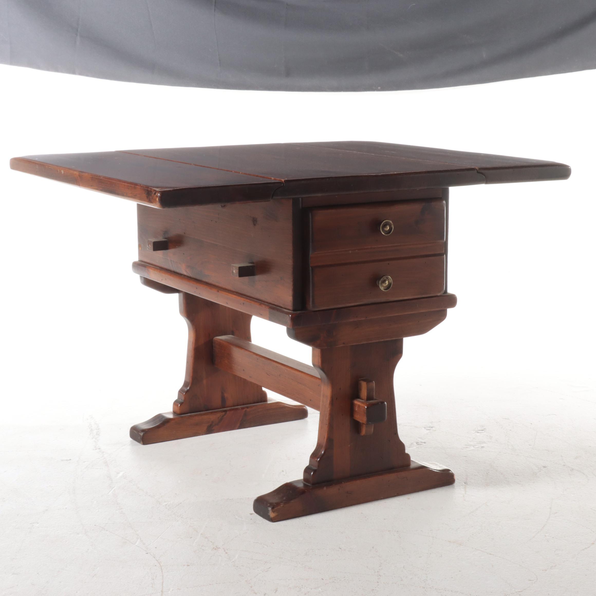 Kling Colonial Style Pine DropLeaf and TrestleBase Side Table EBTH