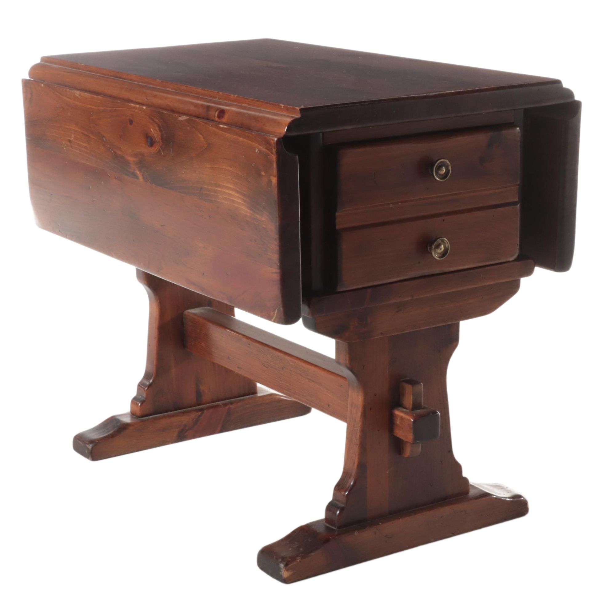 Kling Colonial Style Pine DropLeaf and TrestleBase Side Table EBTH