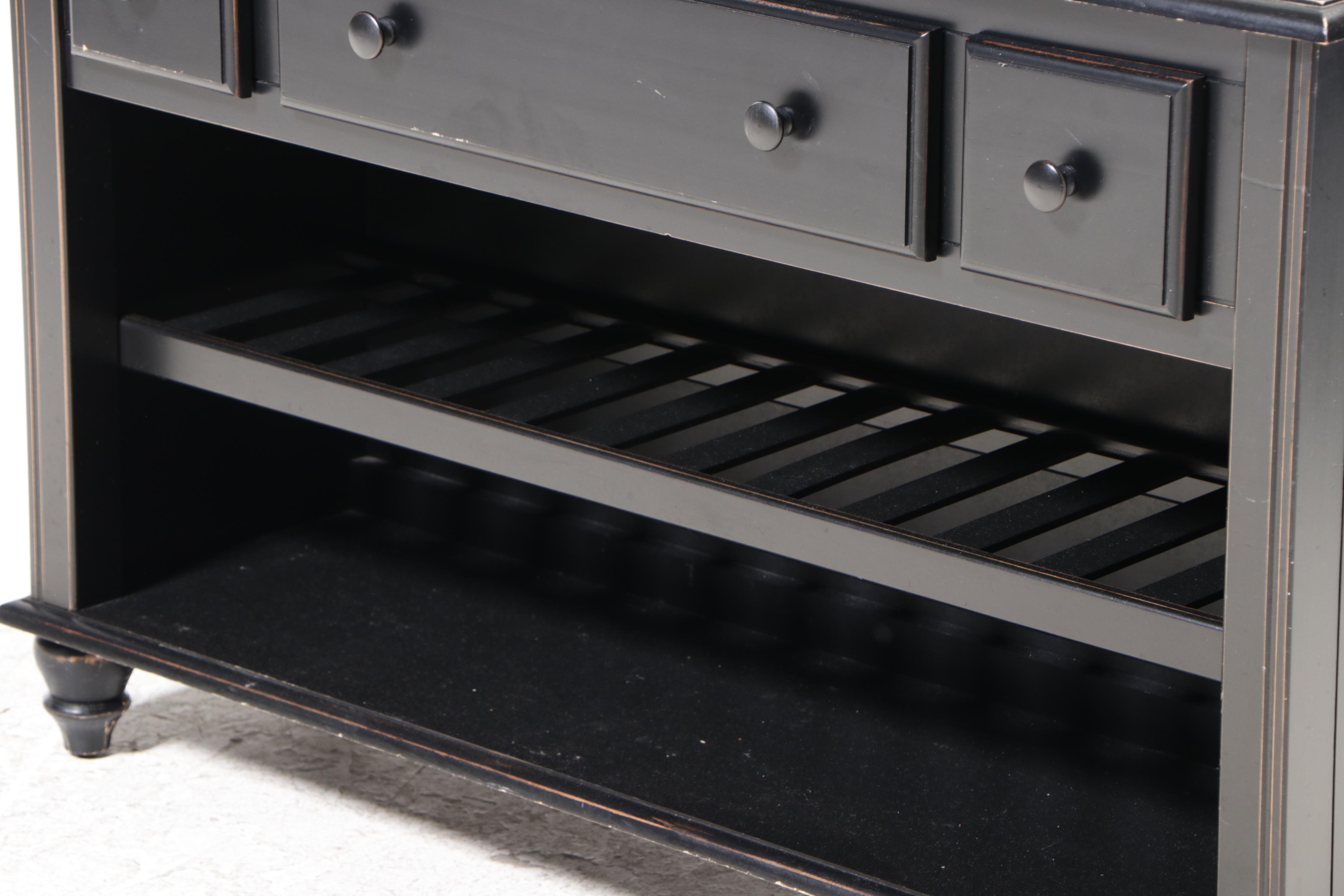 Ballard Designs Ebonized Wooden with Wine Rack EBTH