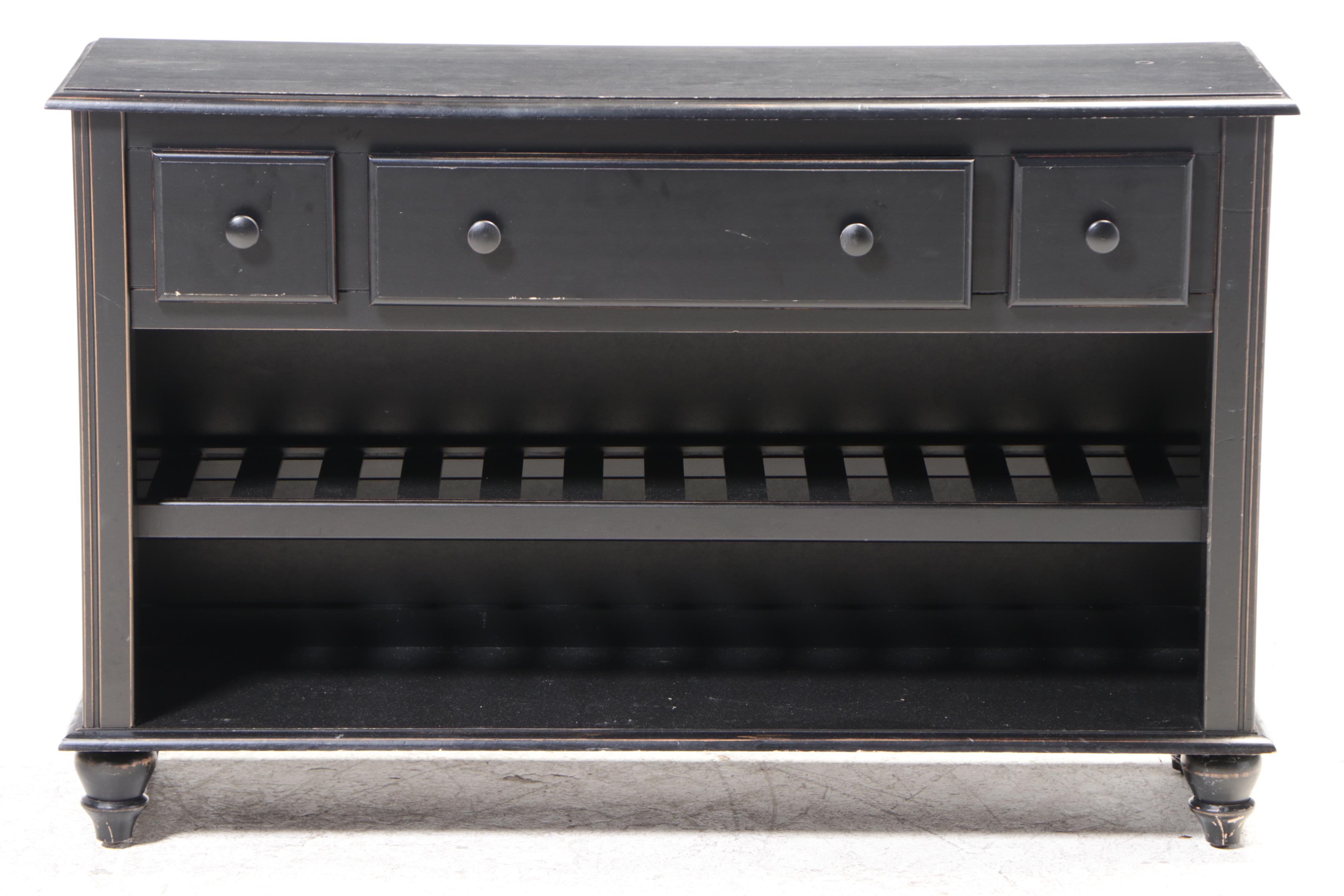 Ballard Designs Ebonized Wooden with Wine Rack EBTH