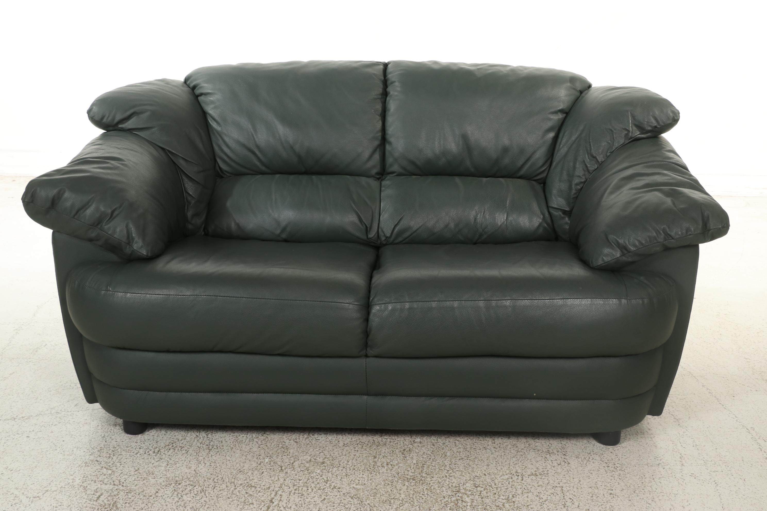 Italian Leather PillowArm Loveseat EBTH