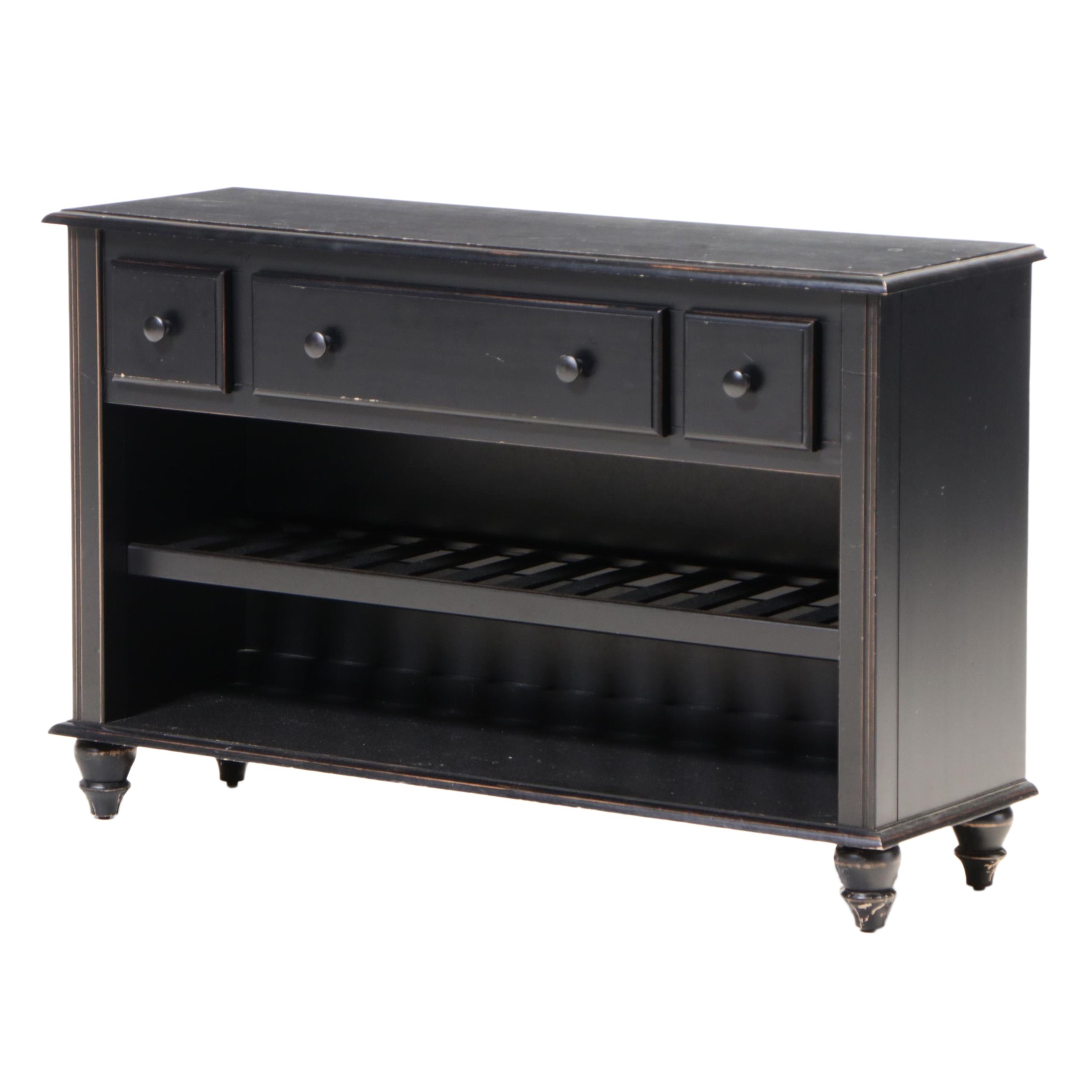 Ballard Designs Ebonized Wooden with Wine Rack EBTH