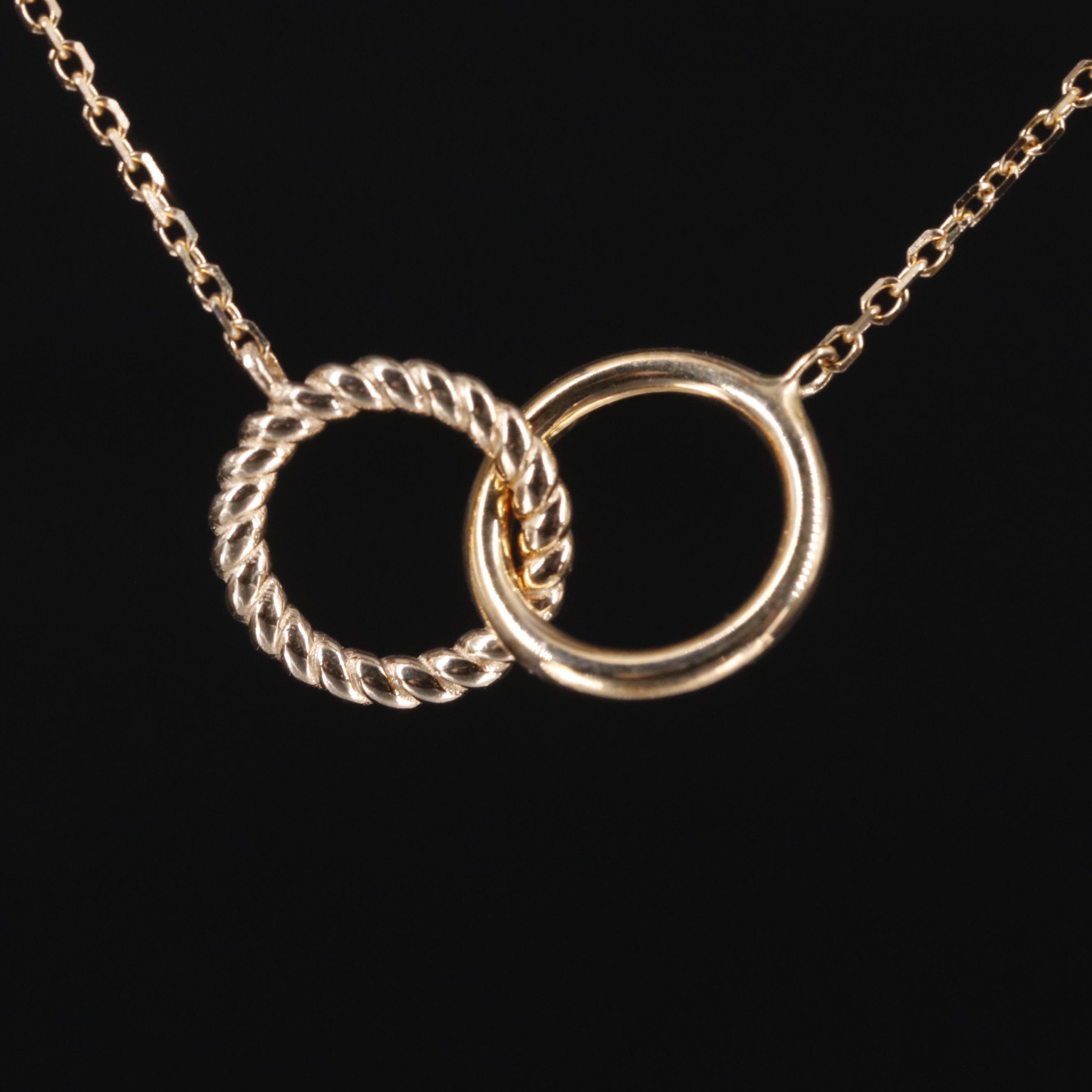 14K Interlocking Rings Necklace EBTH